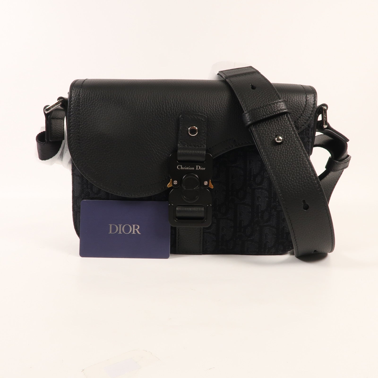 Dior 帆布Oblique銀扣肩背袋