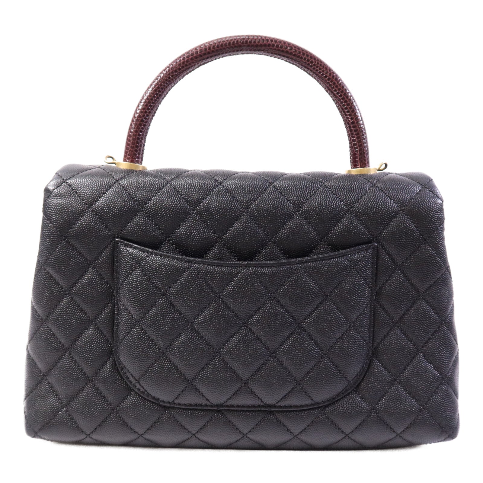 CHANEL 蜥蝪/牛皮皮革Coco Handle Medium金扣手挽肩背兩用袋