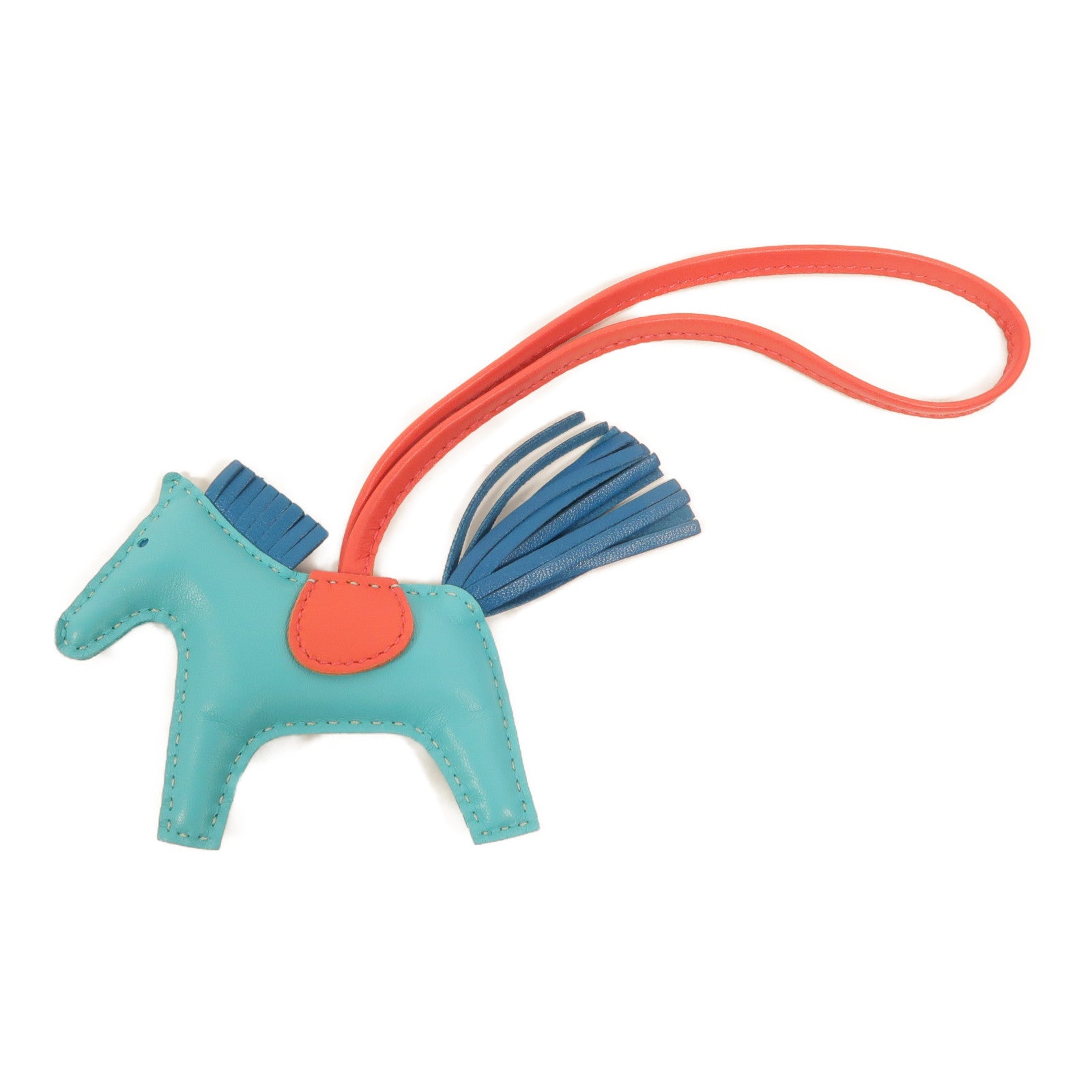 HERMES Milo皮革Rodeo PM掛飾7V Lagon/7W Bleu Izmir/A5 Bougainvillier