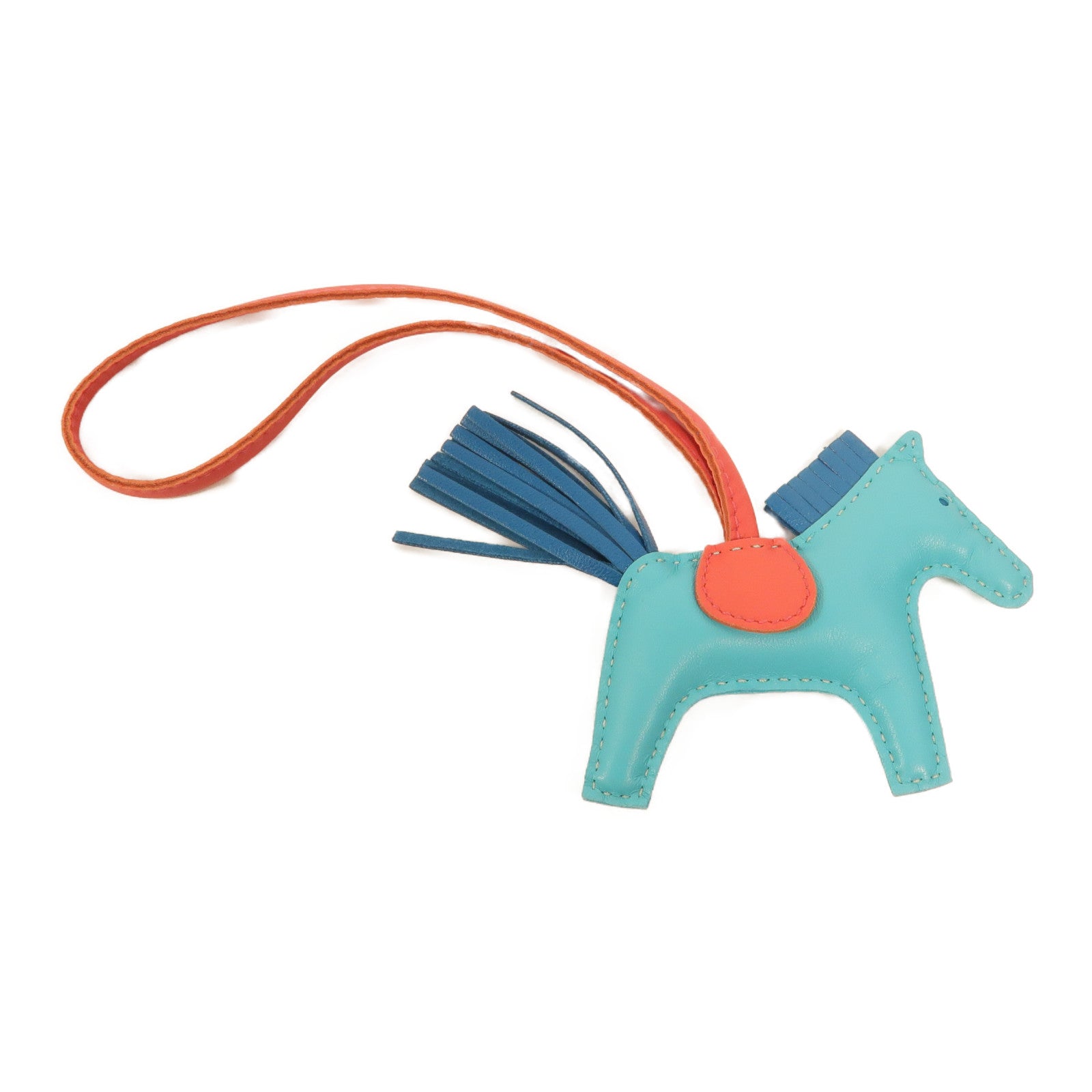 HERMES Milo皮革Rodeo PM掛飾7V Lagon/7W Bleu Izmir/A5 Bougainvillier