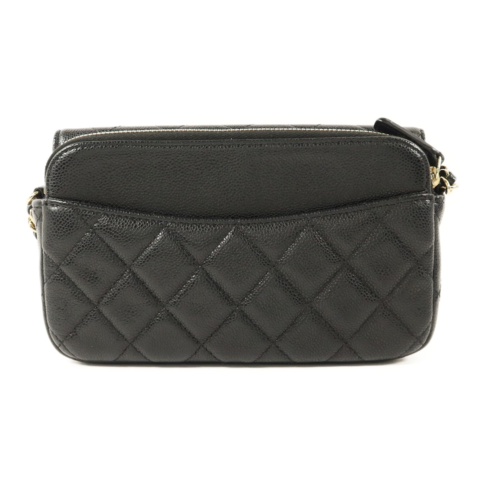 CHANEL 牛皮皮革Phone Case Bag金扣鏈帶肩背袋