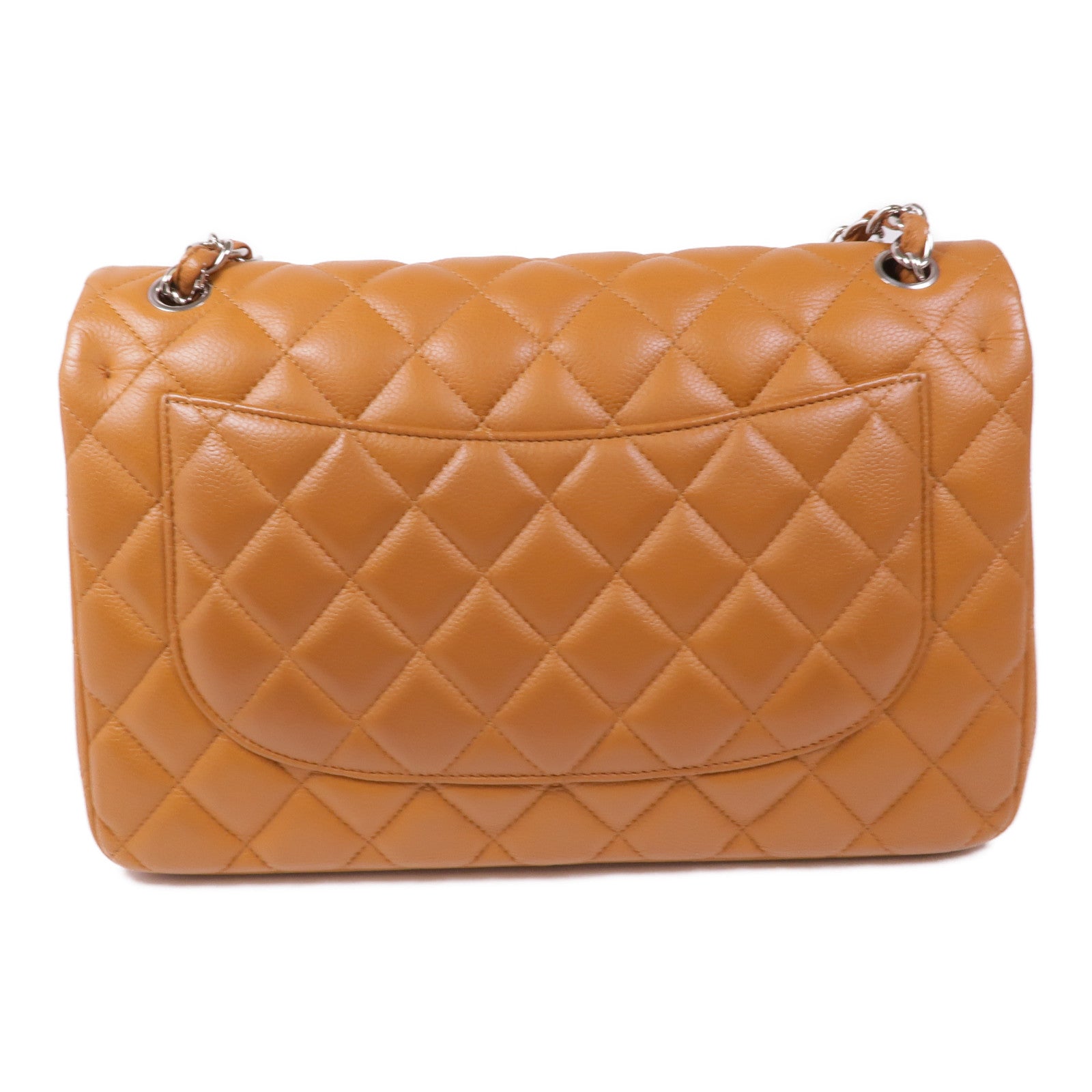 CHANEL 牛皮皮革Large Classic銀扣鏈帶肩背袋