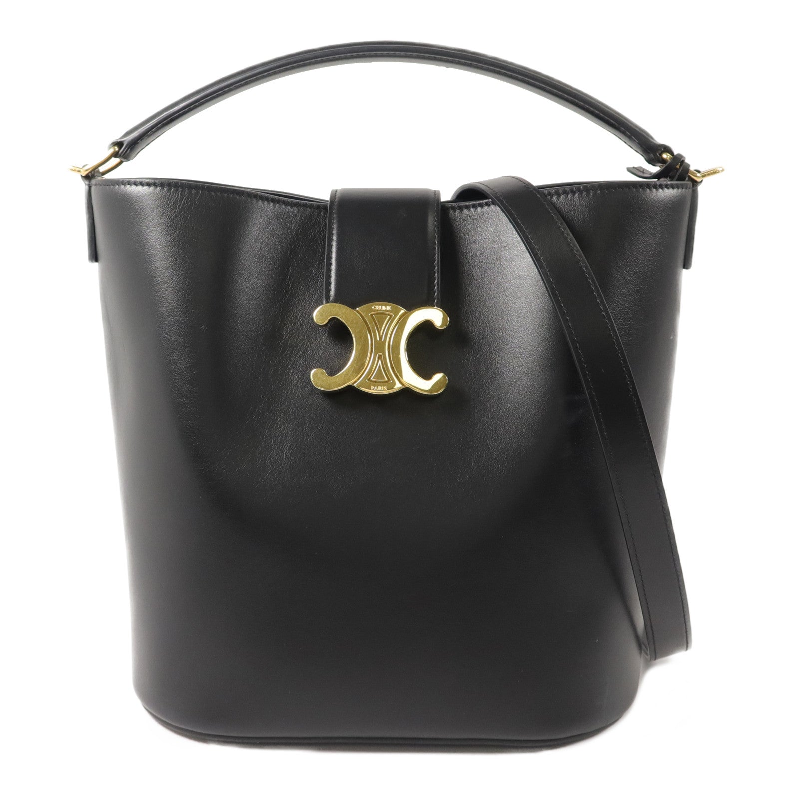 CELINE 牛皮皮革Louise Bucket Medium手挽肩背兩用袋