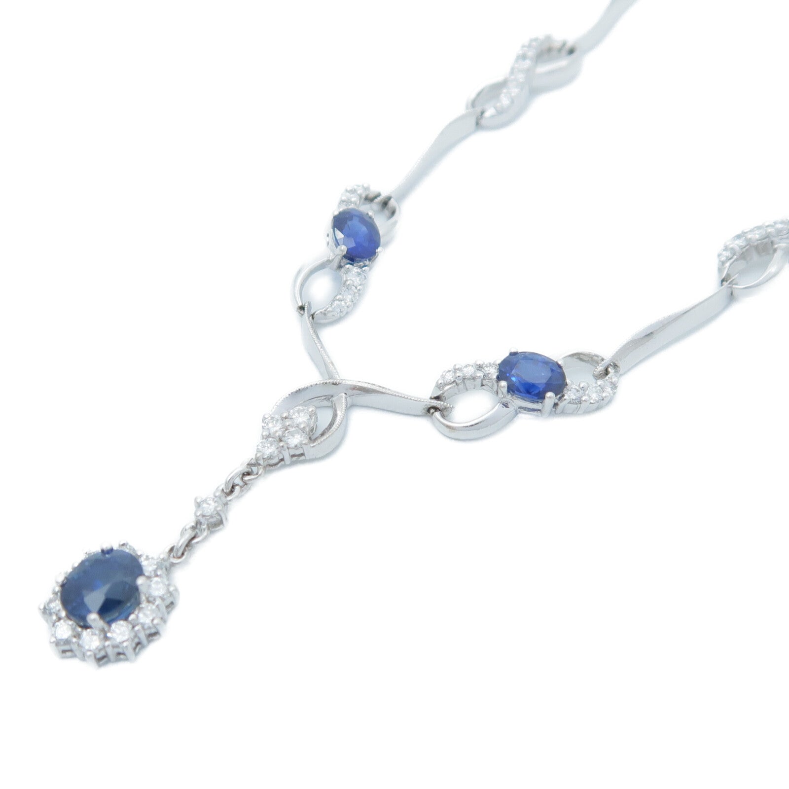 JEWELRY 18K白金Sapphire Diamond Necklace藍寶石/鑽石項鍊