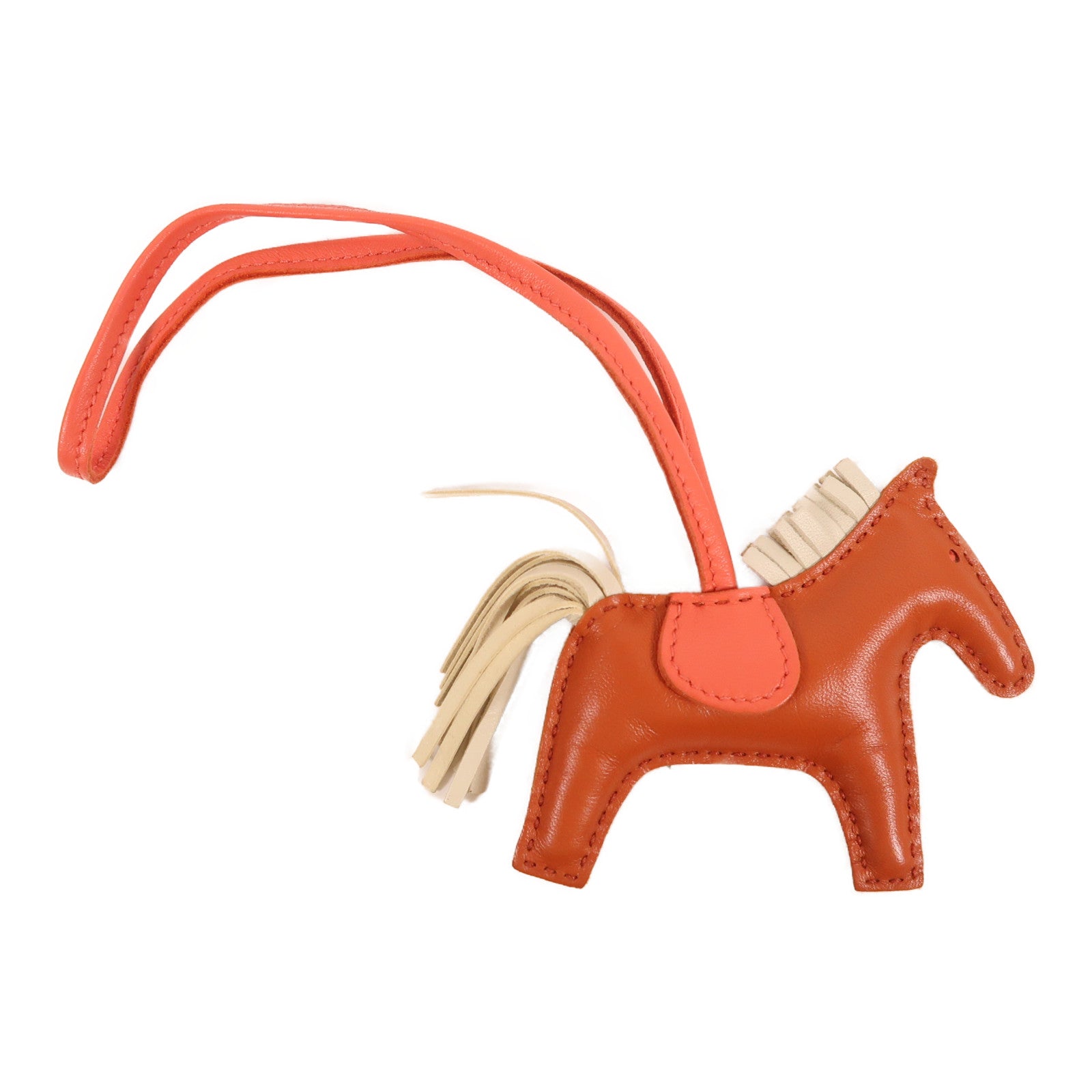 HERMES Swift皮革Rodeo PM掛飾棕色/粉紅色