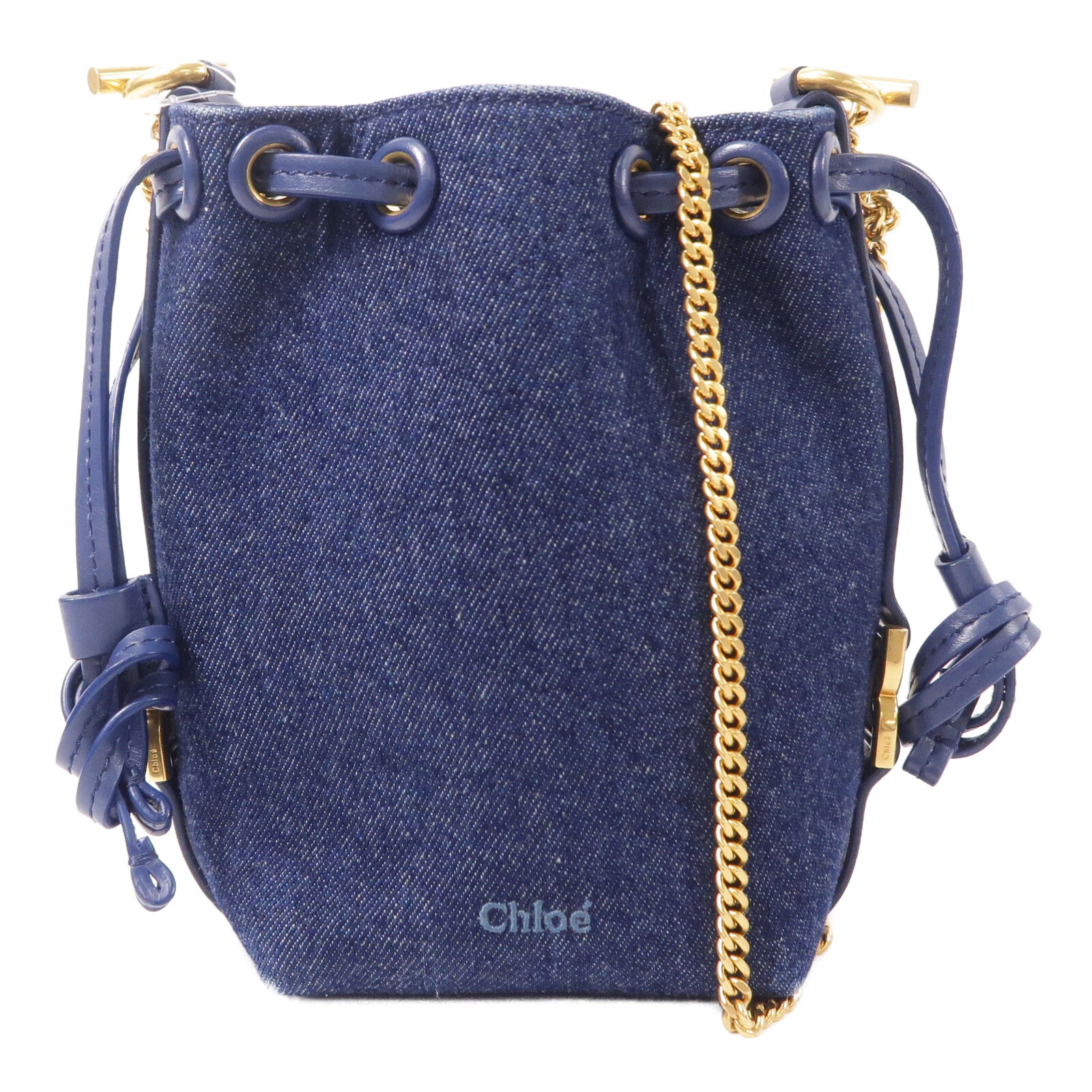 Chloe 牛仔布Marcie鏈帶肩背袋