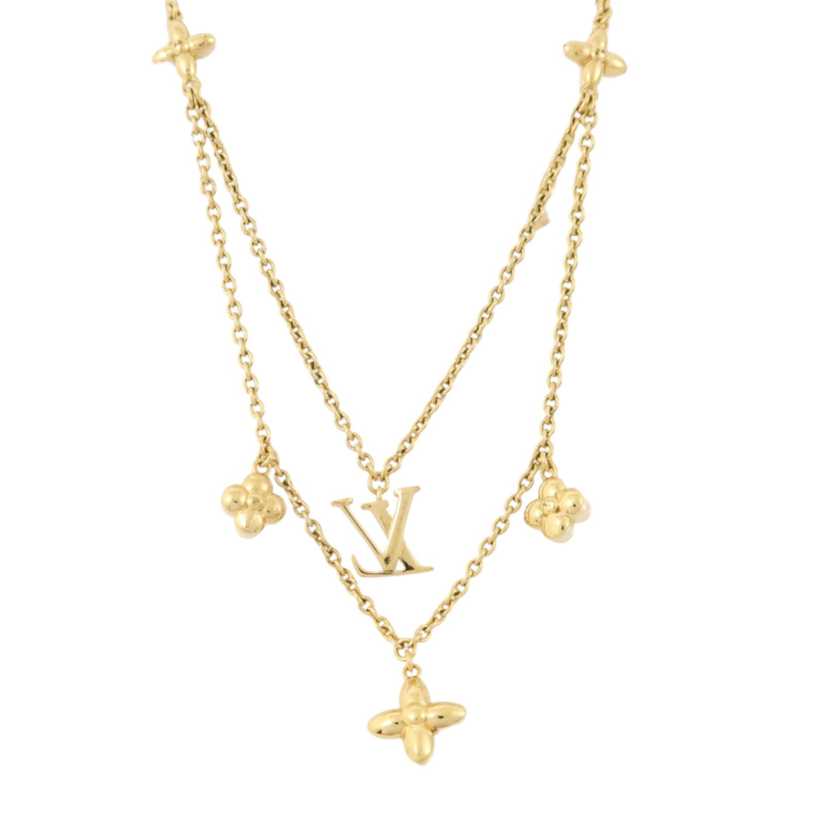 LOUIS VUITTON 金屬/PVC LV Floragram Necklace金扣項鏈