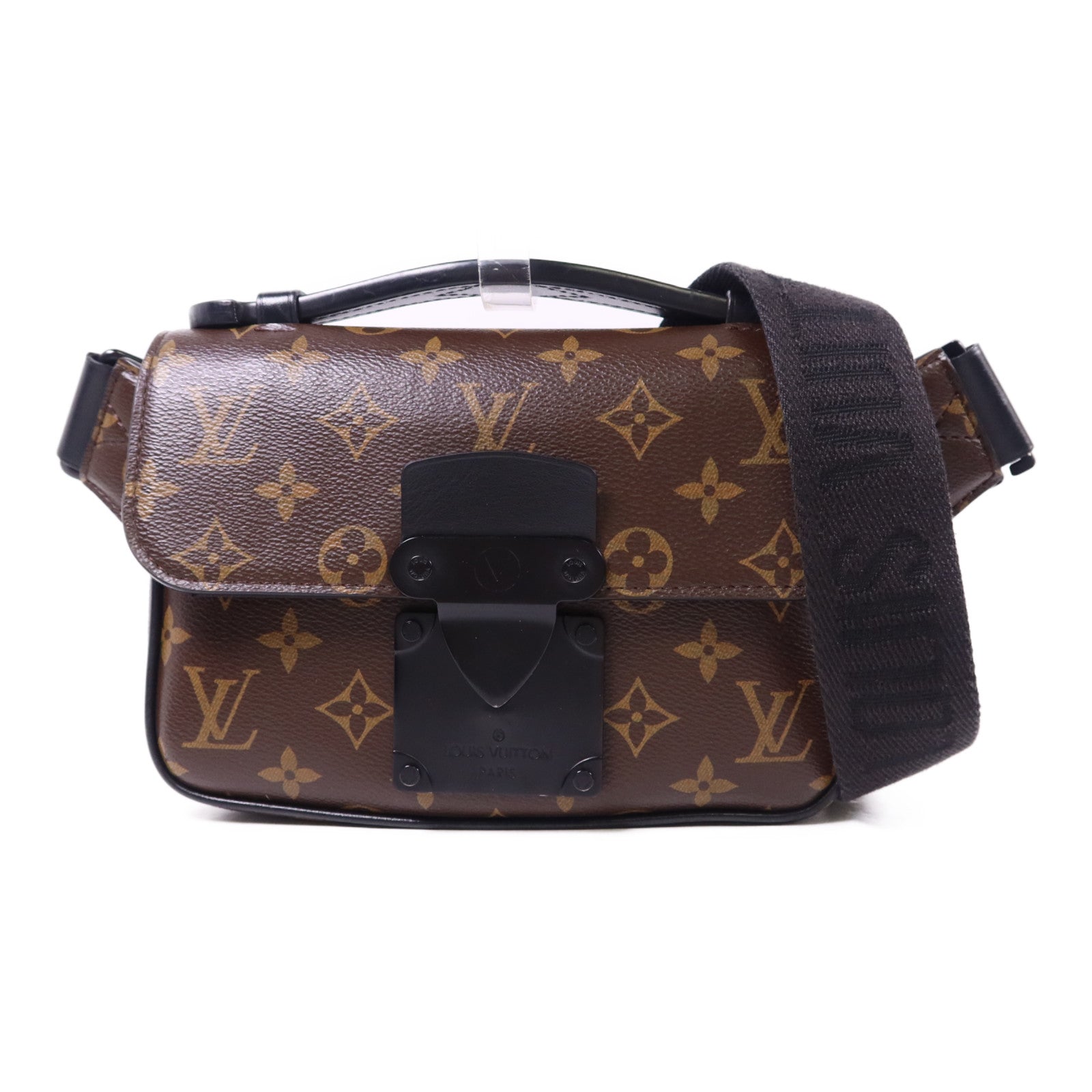 LOUIS VUITTON Monogram Macassar S Lock Sling Bag肩背袋