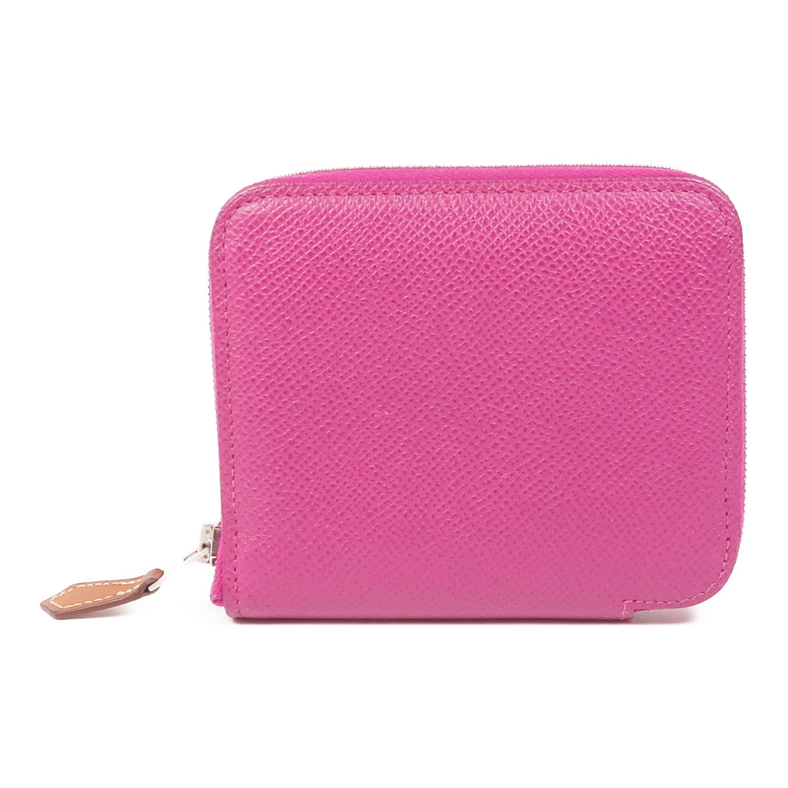 HERMES Epsom皮革Silk In Compact Wallet銀扣錢包L3 Rose Purple