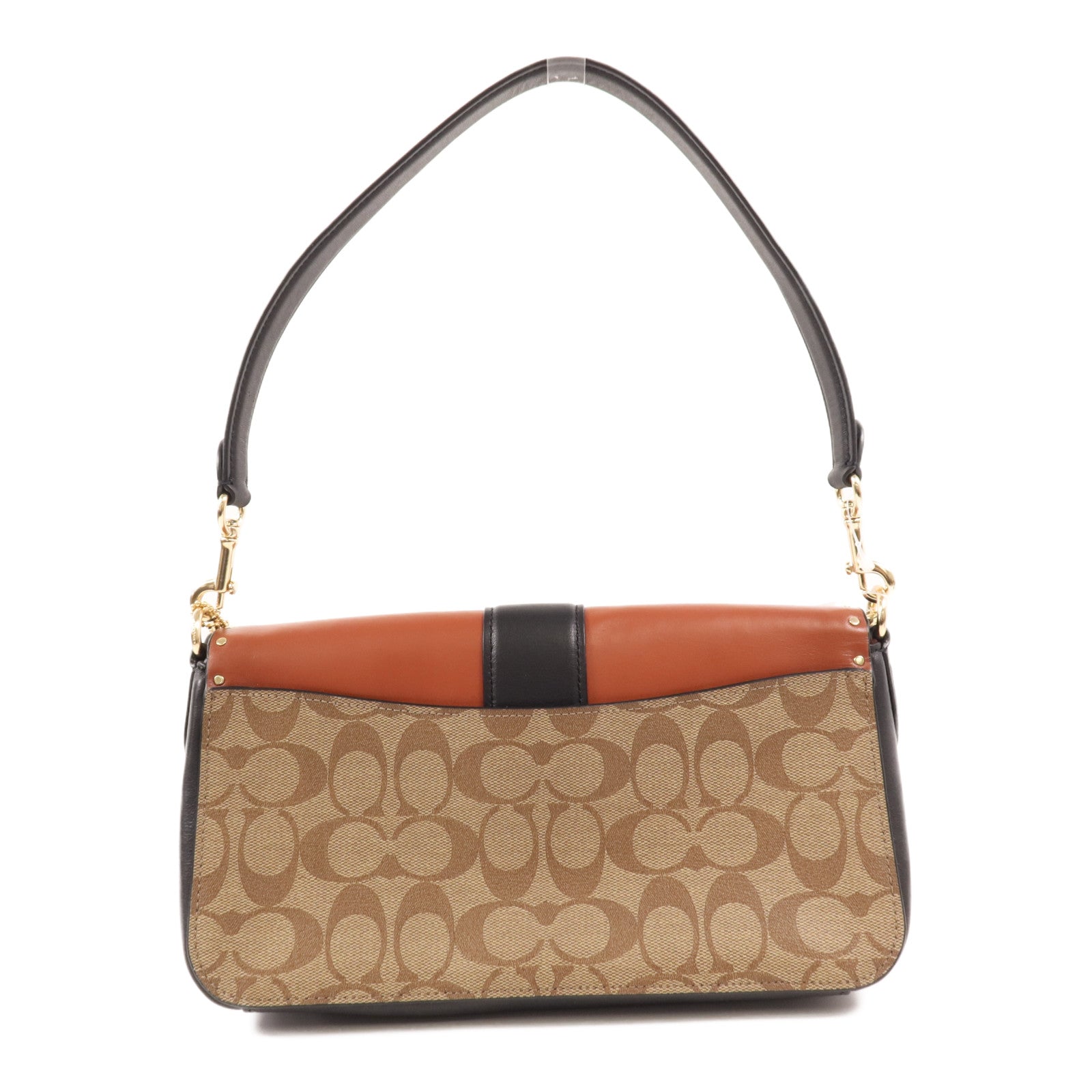 COACH 塗層帆布/皮革2 Way Shoulder金扣手挽肩背兩用袋