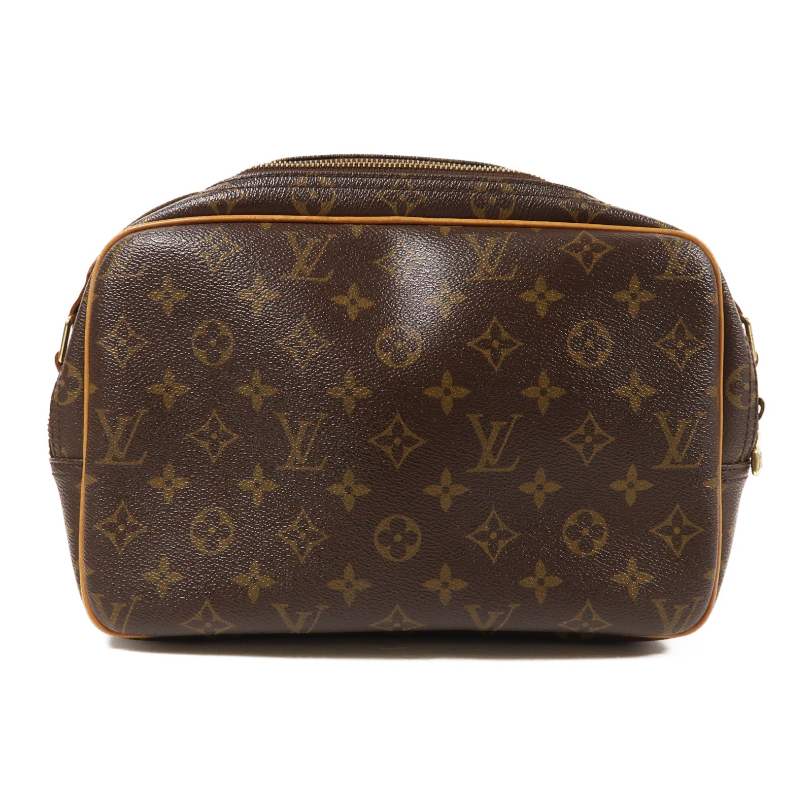 LOUIS VUITTON Monogram Reporter PM金扣肩背袋棕色
