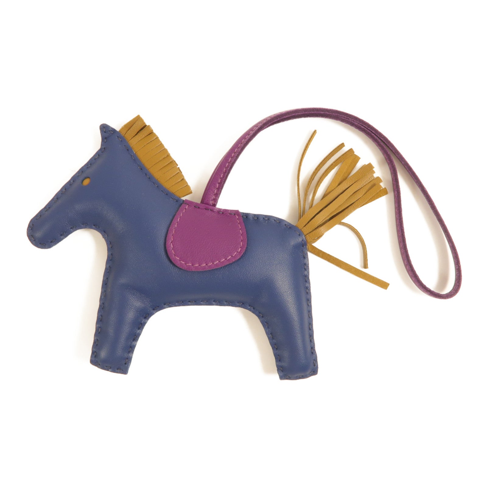 HERMES Rodeo MM Charm Milo Leather Bule/Purple