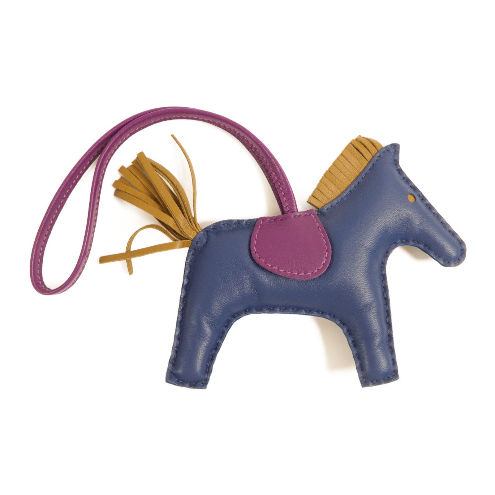 HERMES Rodeo MM Charm Milo Leather Bule/Purple