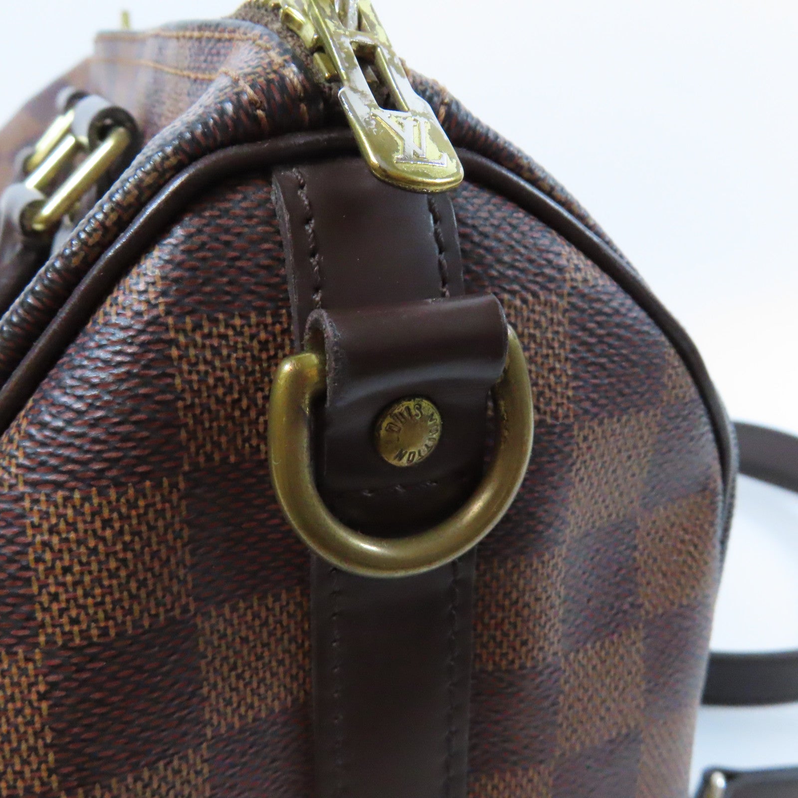 LOUIS VUITTON Damier Ebene Speedy Bandouliere 25金扣手挽肩背兩用袋啡色