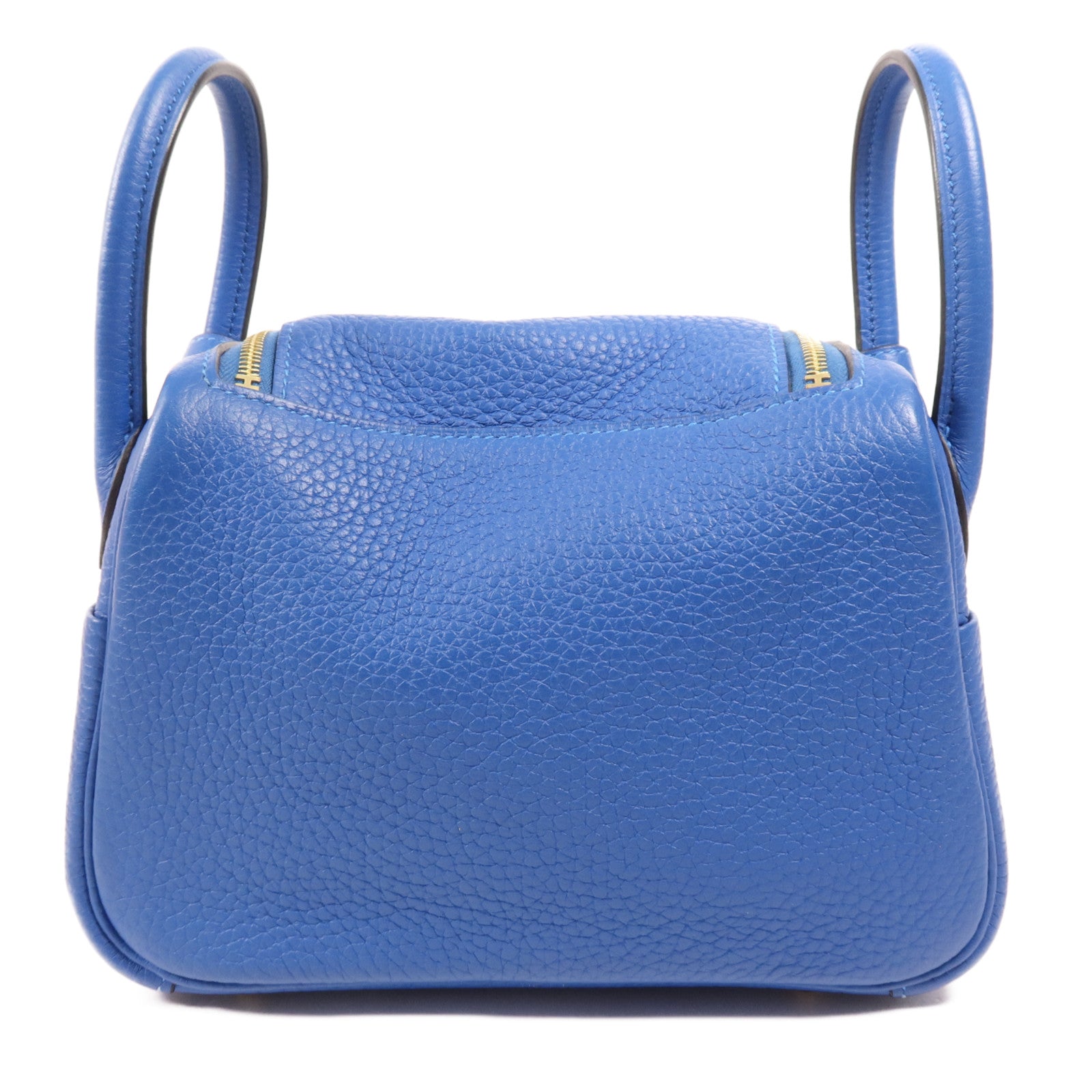 HERMES Clemence皮革Mini Lindy金扣手挽肩背兩用袋Bleu France