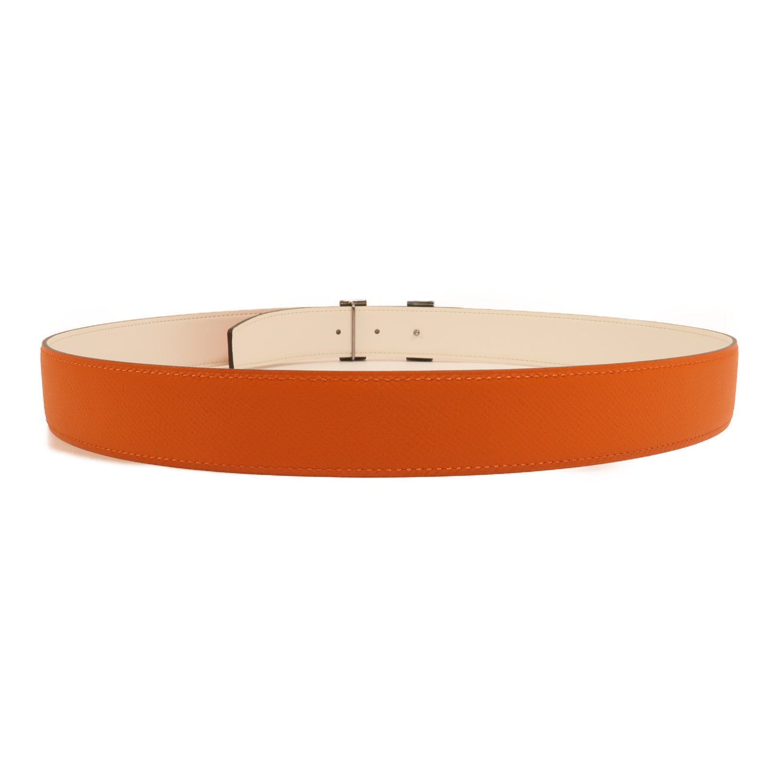 HERMES Epsom/Swift皮革/925純銀Constance H Belt皮帶Orange/Beton