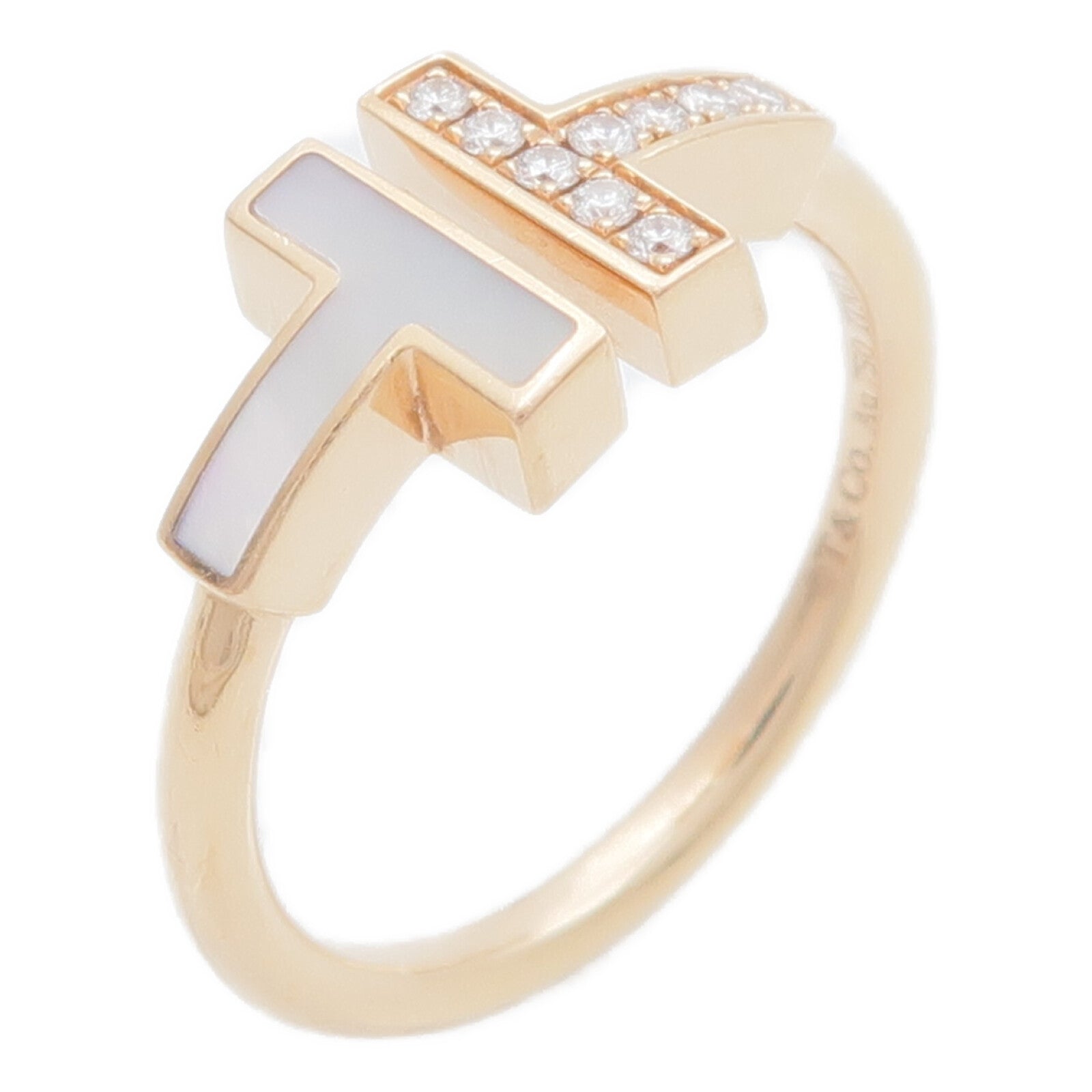 TIFFANY&CO 18K玫瑰金/珍珠母T Wire戒指