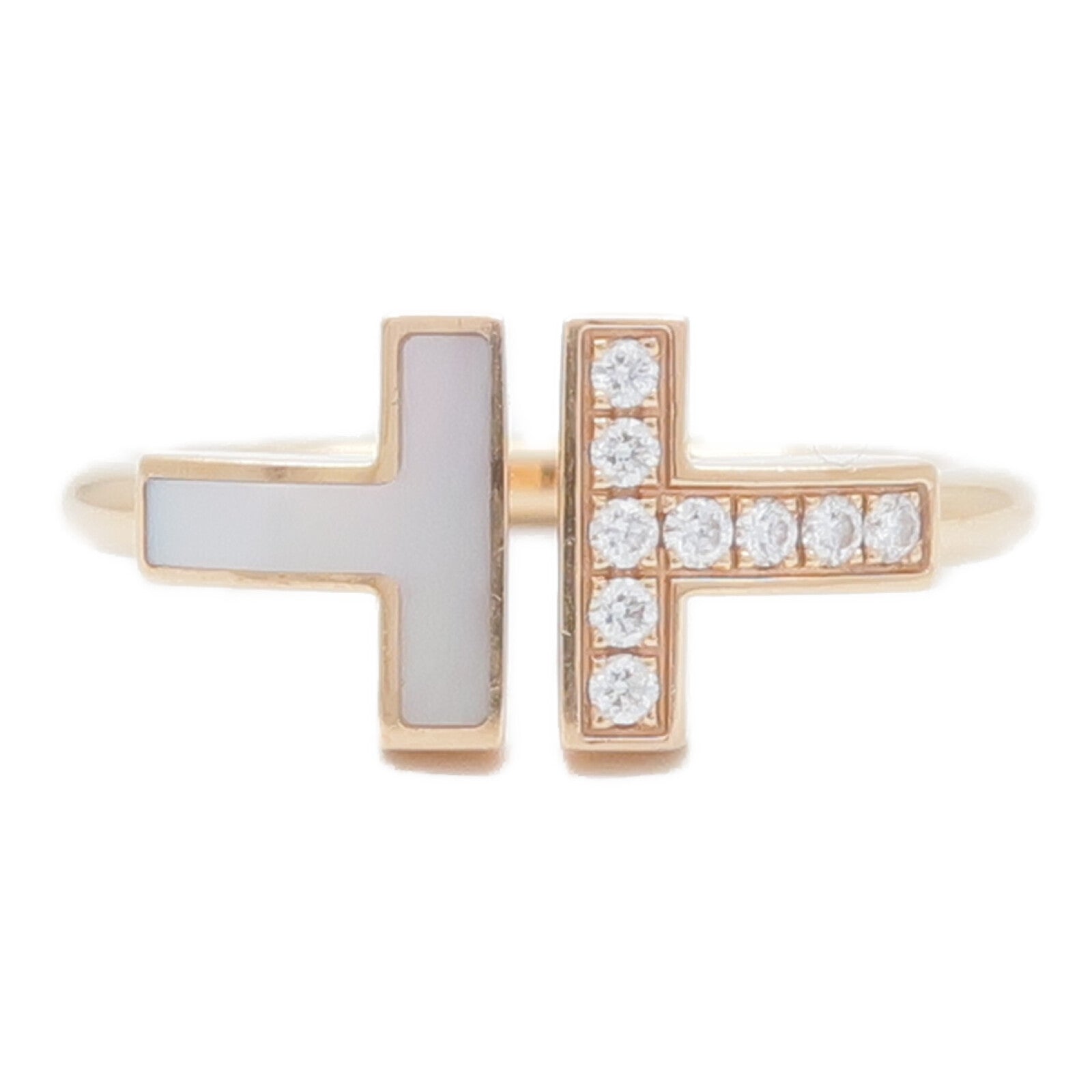 TIFFANY&CO 18K玫瑰金/珍珠母T Wire戒指