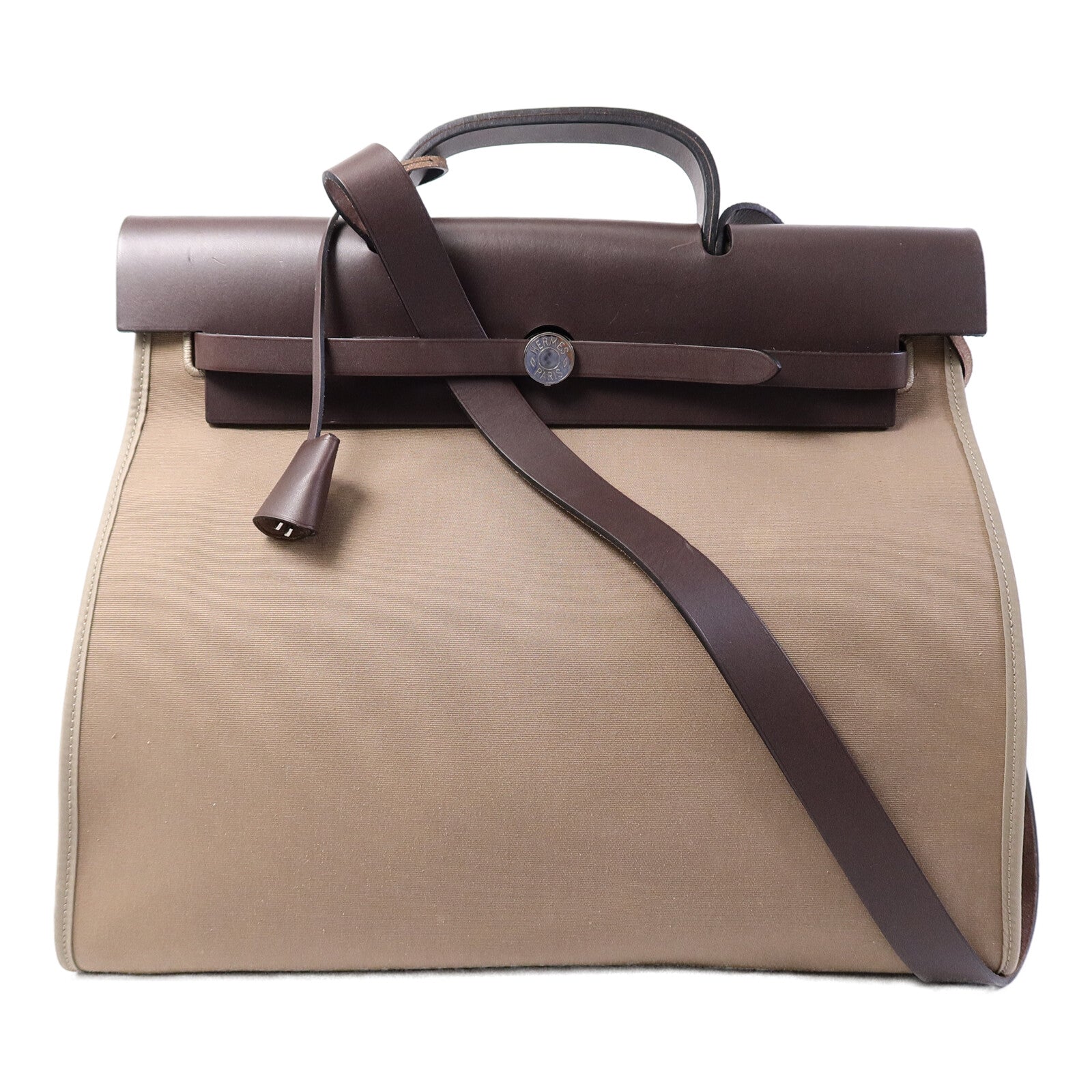HERMES 帆布Herbag GM手挽肩背兩用袋Etoupe