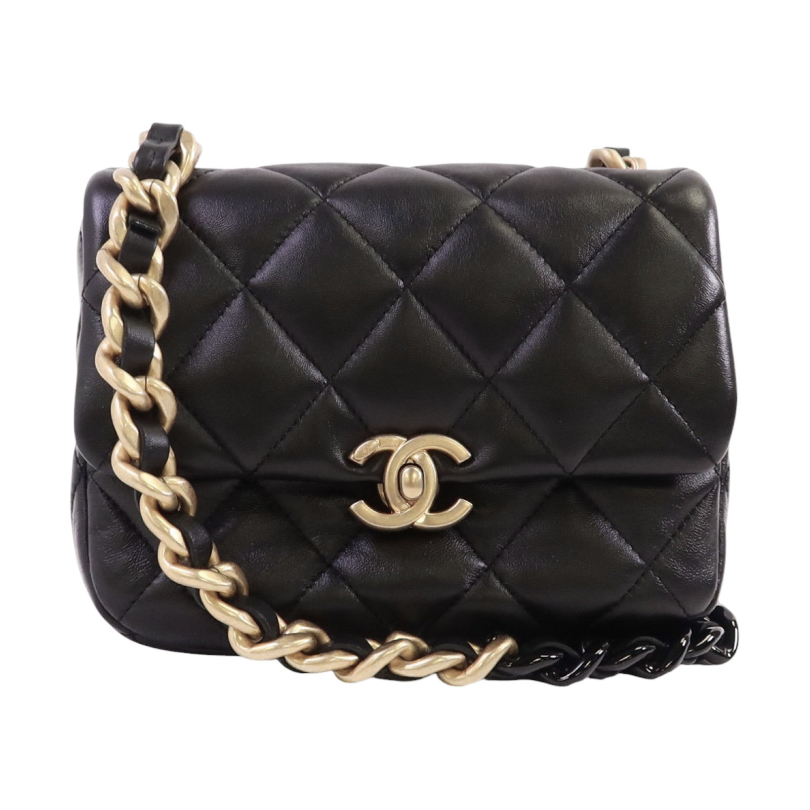 CHANEL 【激減優惠】羊皮皮革Chain Shoulder金扣鏈帶肩背袋