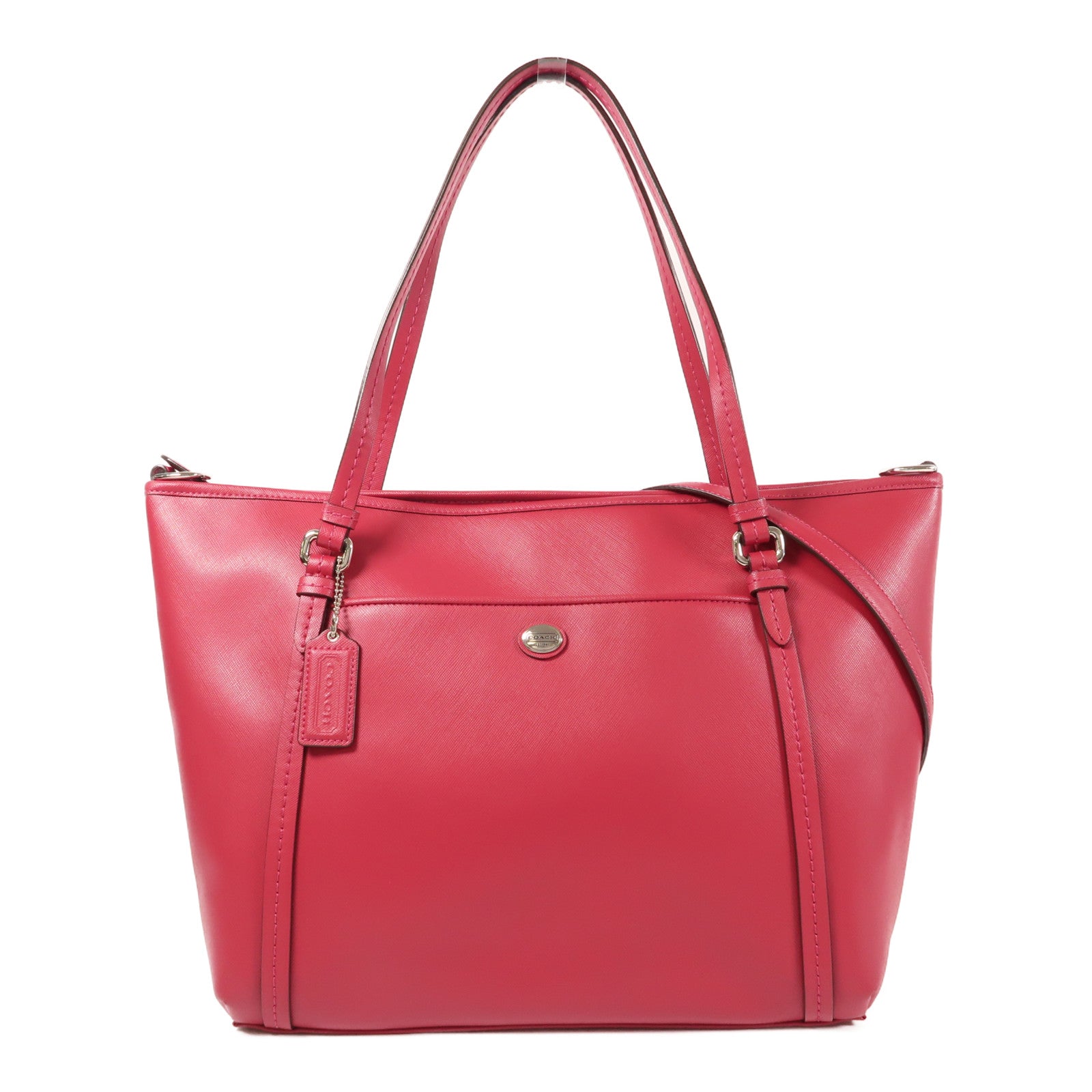 COACH 皮革Shoulder Bag銀扣手挽肩背兩用袋