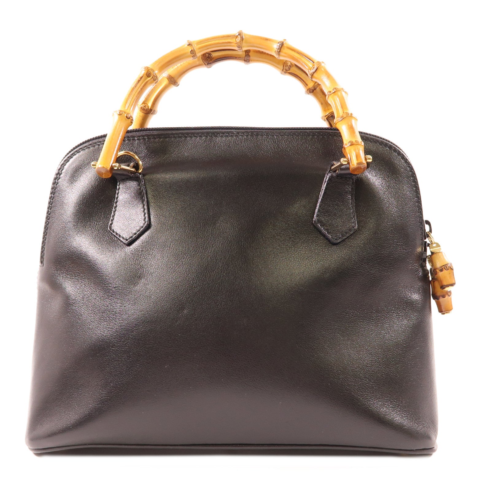 GUCCI GG GHW Bamboo Handbag 00021220290 Calfskin Leather Black