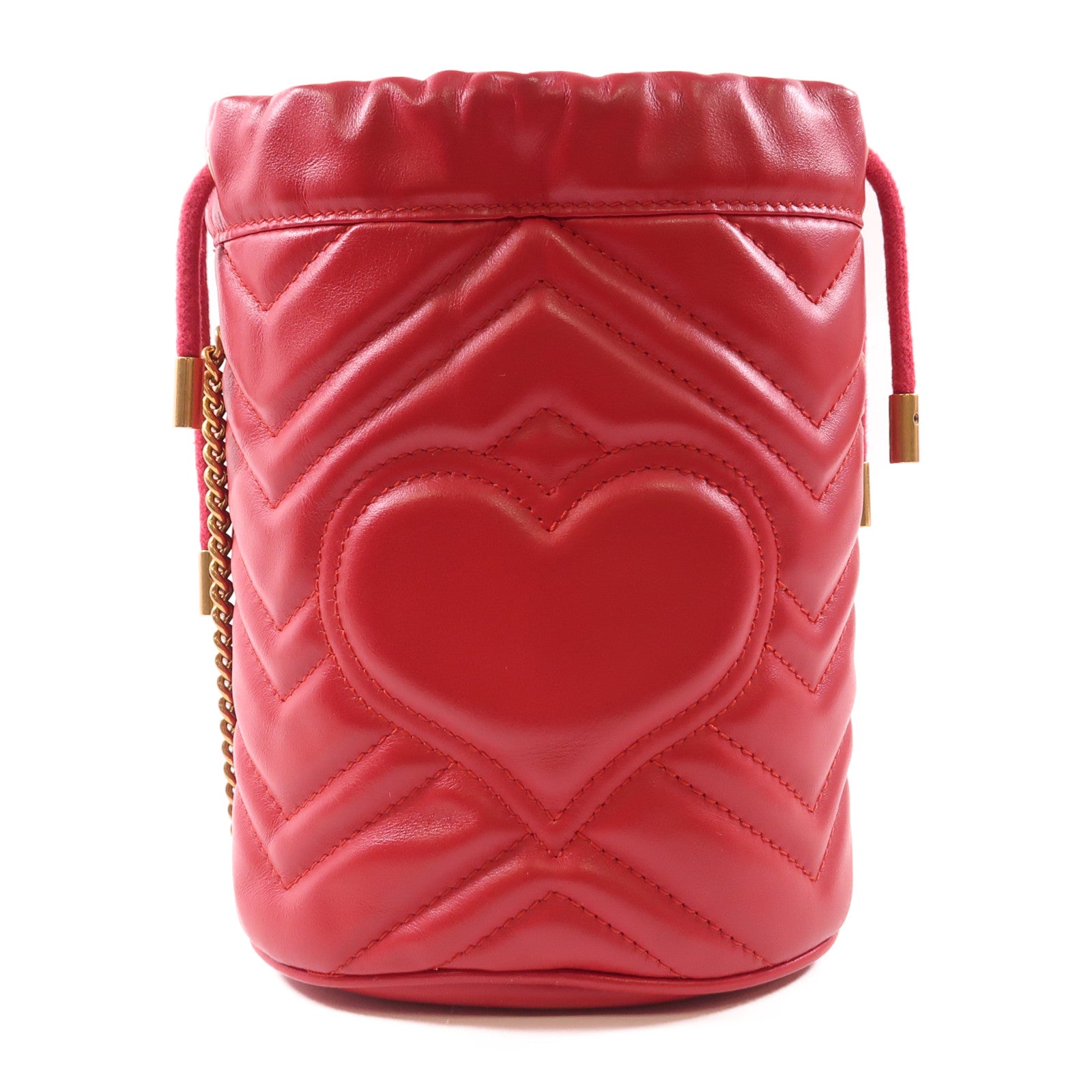 GUCCI 【激減優惠】牛皮皮革GG Marmont Mini Bucket金扣鏈帶肩背袋