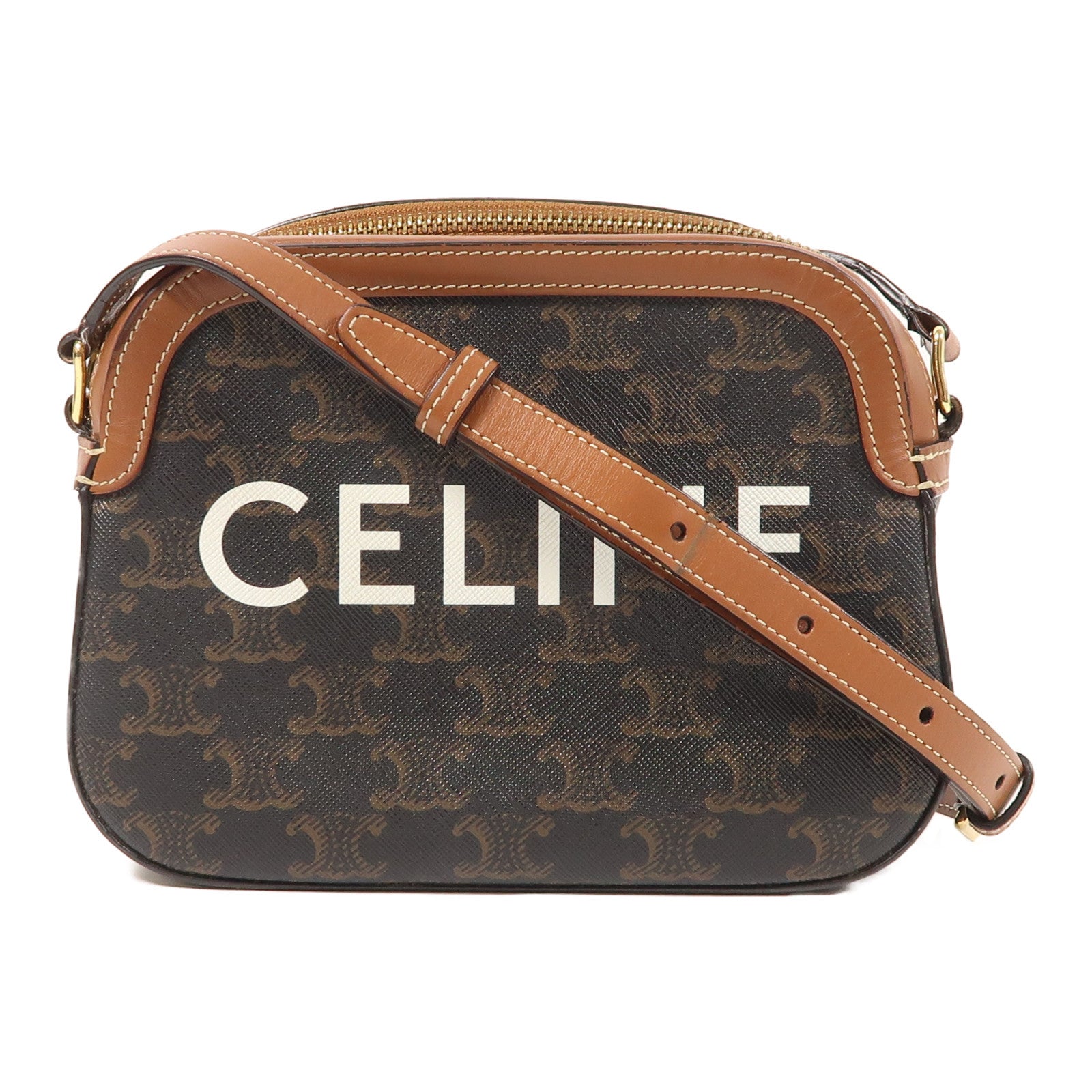 CELINE 塗層帆布Shoulder Bag金扣肩背袋