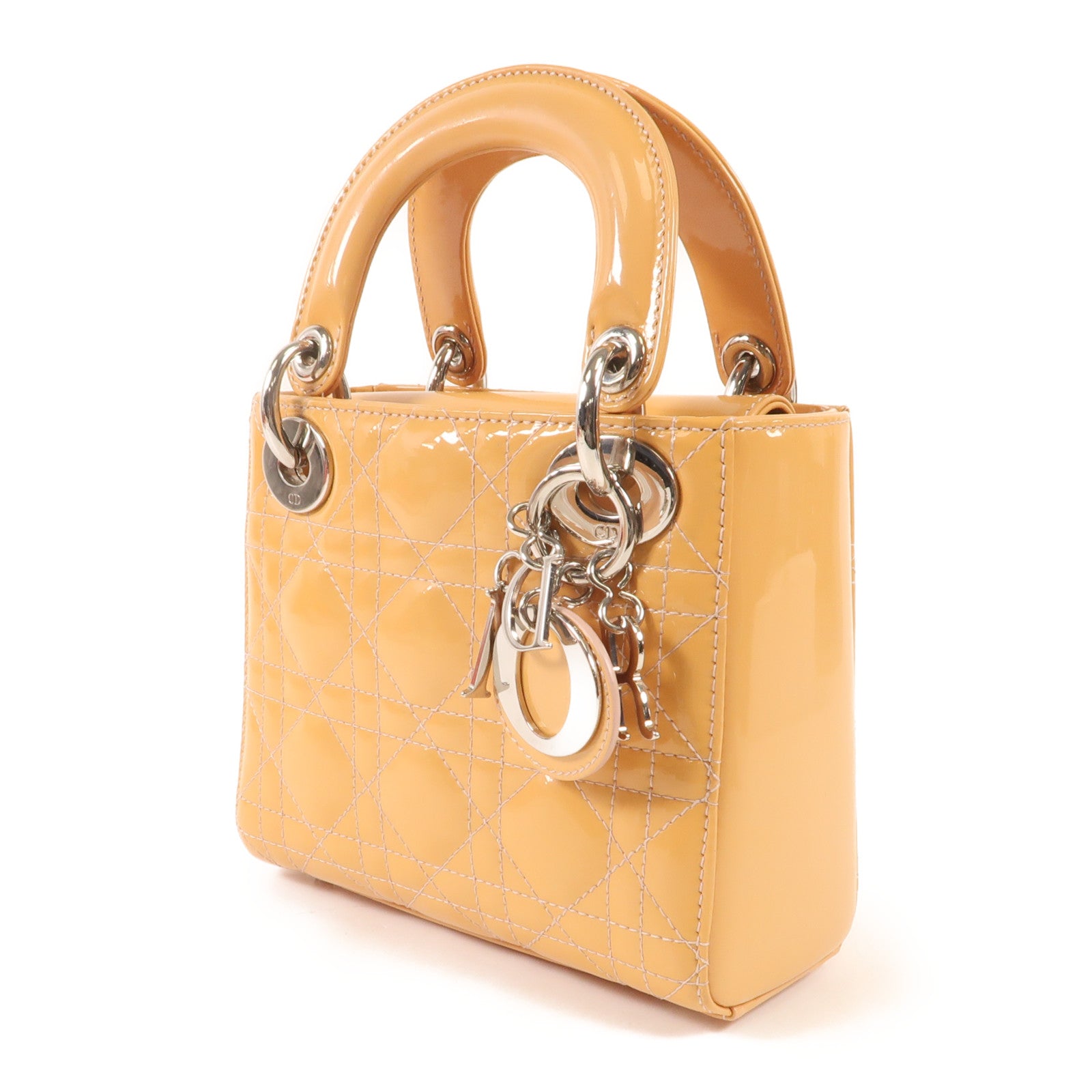 Dior 漆皮皮革Mini Lady Dior銀扣手挽肩背兩用袋