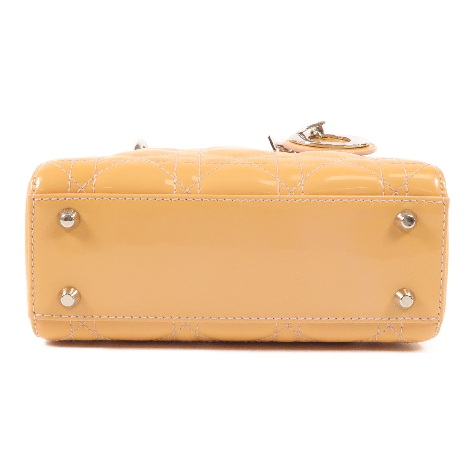 Dior 漆皮皮革Mini Lady Dior銀扣手挽肩背兩用袋