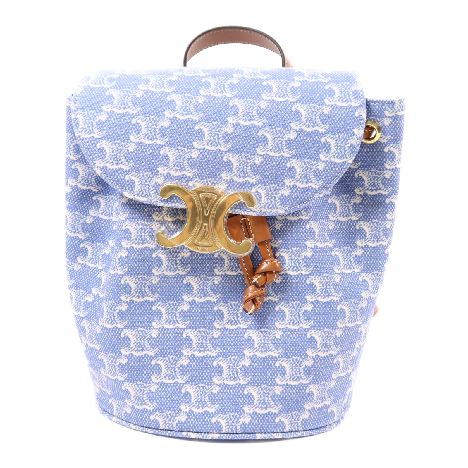 CELINE GHW Bonnie In Textile Backpack Canvas Blue/White/Brown