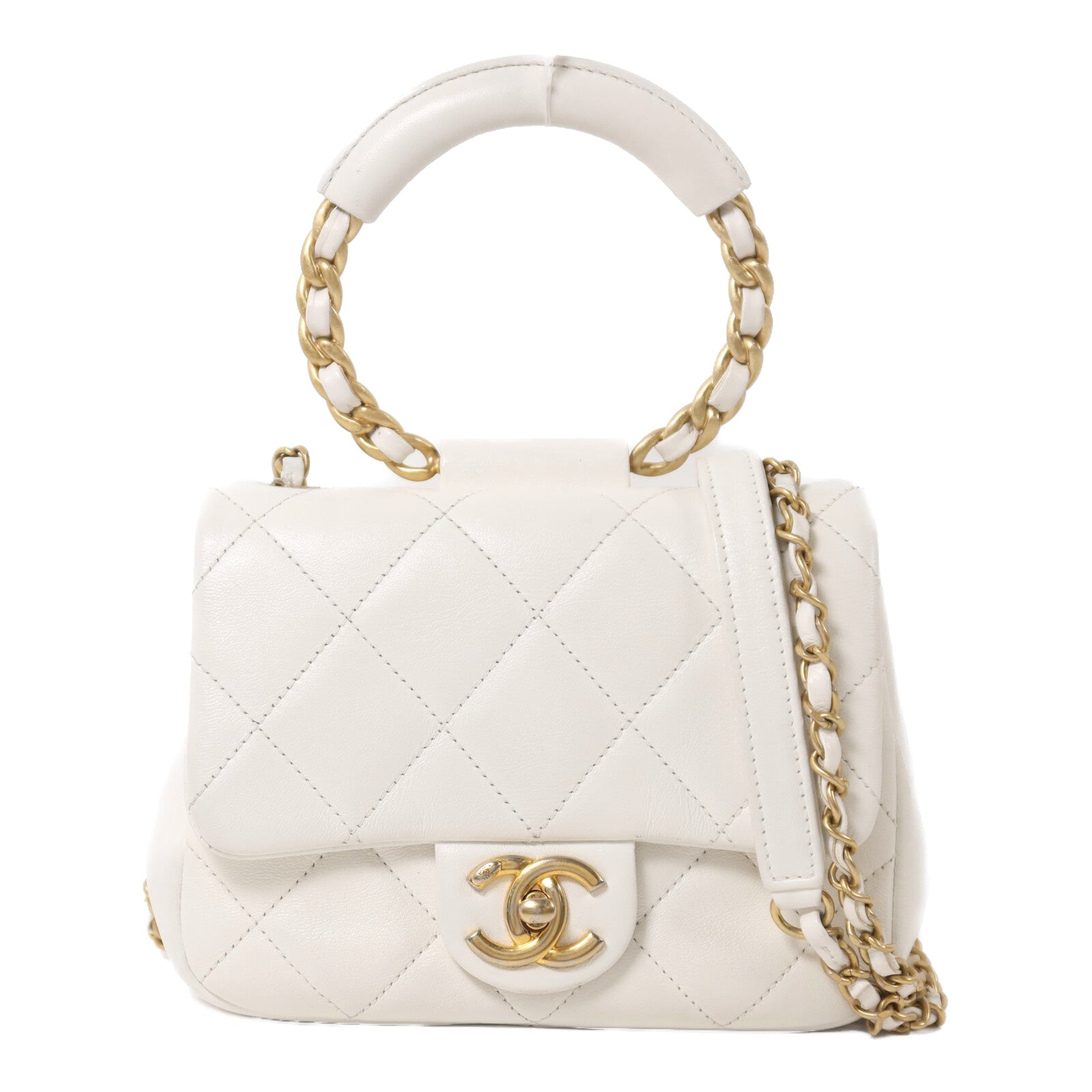 CHANEL 【激減優惠】羊皮皮革In The Loop金扣鏈帶手挽肩背兩用袋