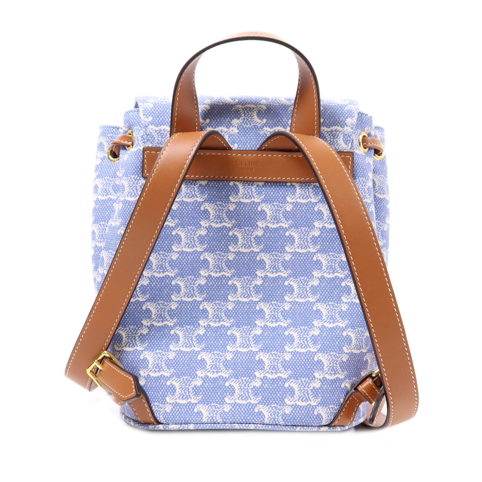 CELINE GHW Bonnie In Textile Backpack Canvas Blue/White/Brown