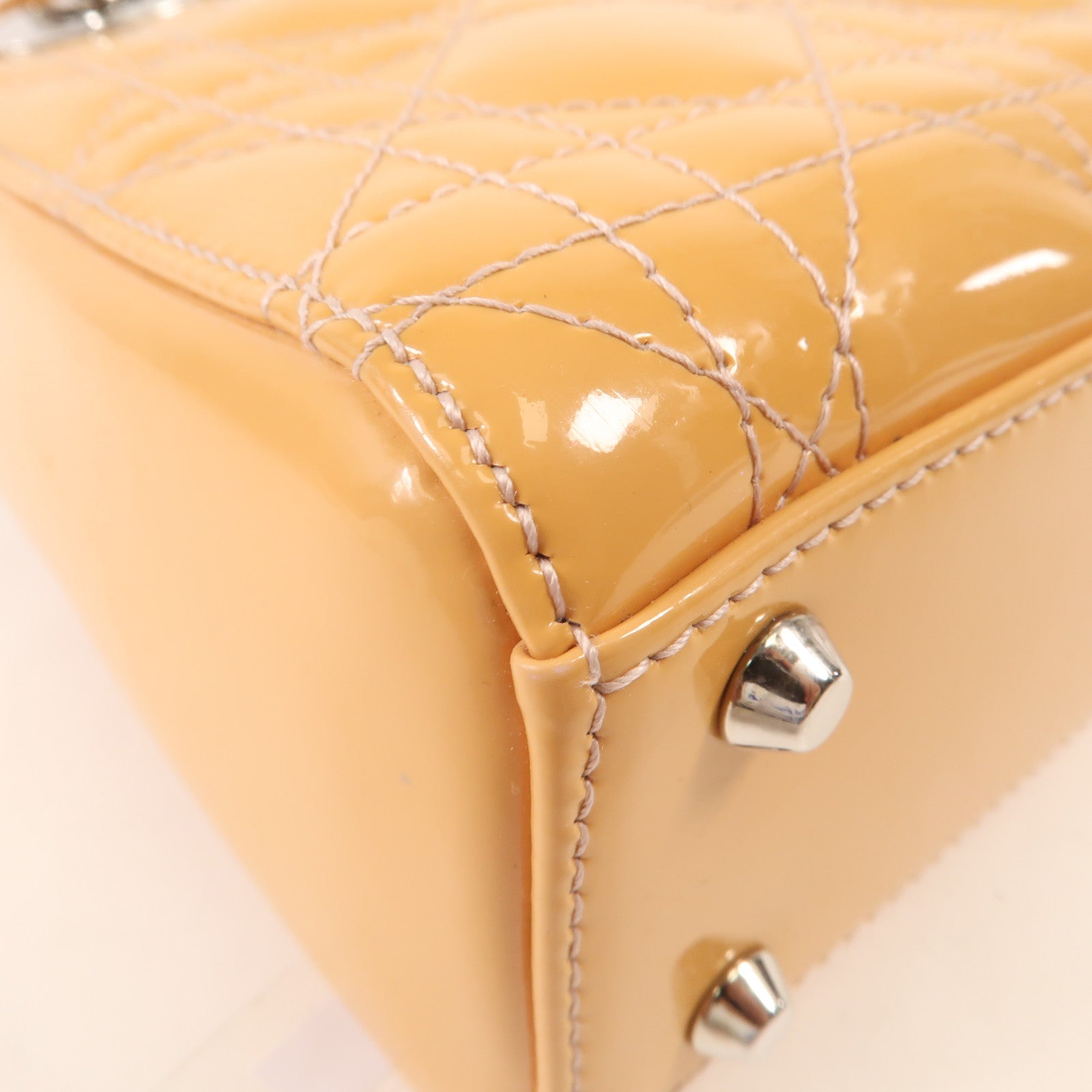 Dior 漆皮皮革Mini Lady Dior銀扣手挽肩背兩用袋