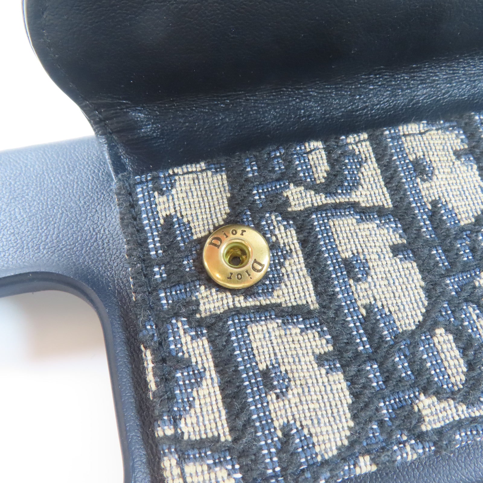 Dior 【激減優惠】帆布/牛皮皮革Phone Case金扣手機袋藍色/黑色 15 pro