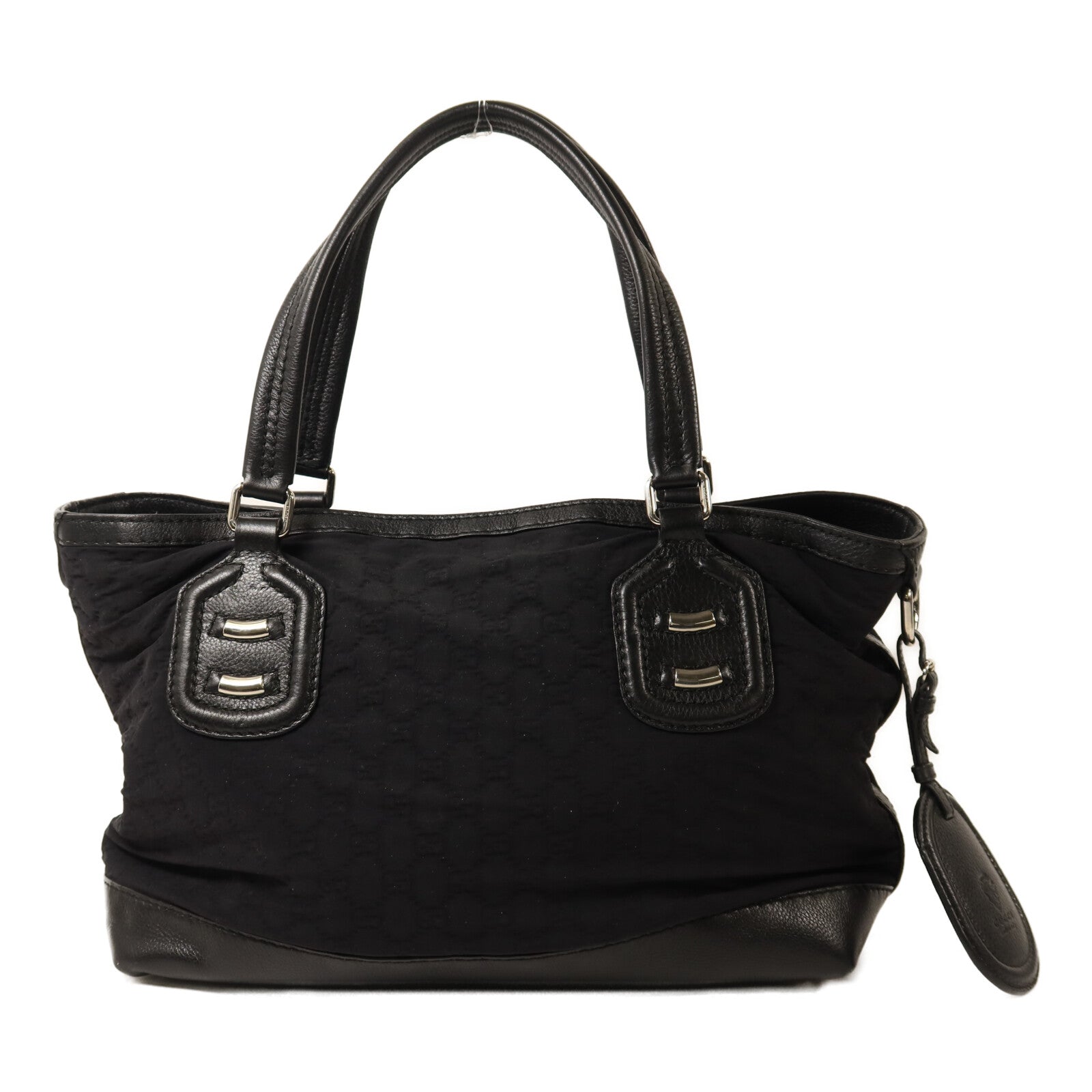 GUCCI 尼龍/牛皮皮革Tote Bag銀扣手挽袋