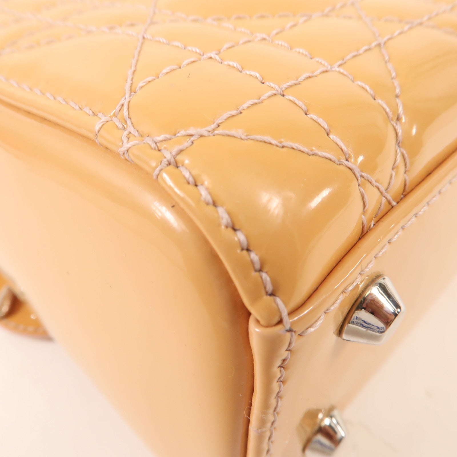 Dior 漆皮皮革Mini Lady Dior銀扣手挽肩背兩用袋