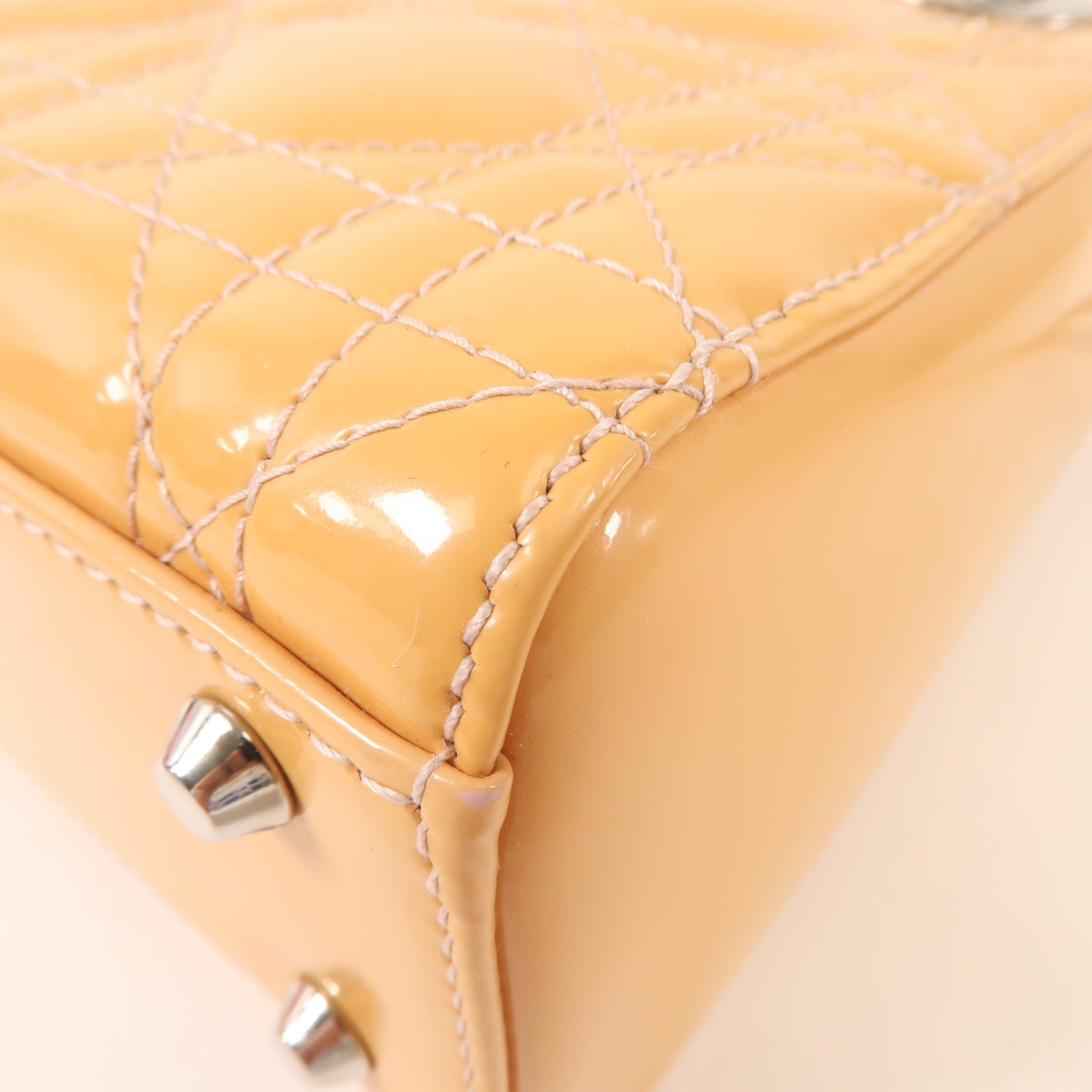 Dior 漆皮皮革Mini Lady Dior銀扣手挽肩背兩用袋