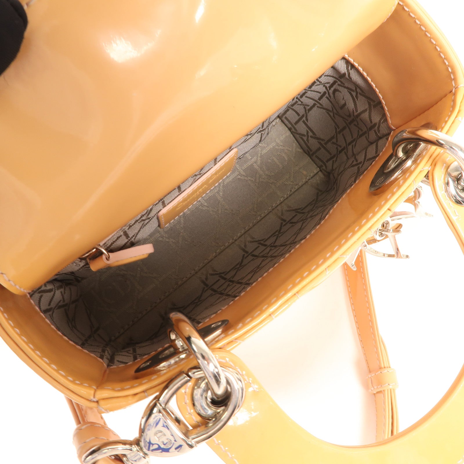 Dior 漆皮皮革Mini Lady Dior銀扣手挽肩背兩用袋