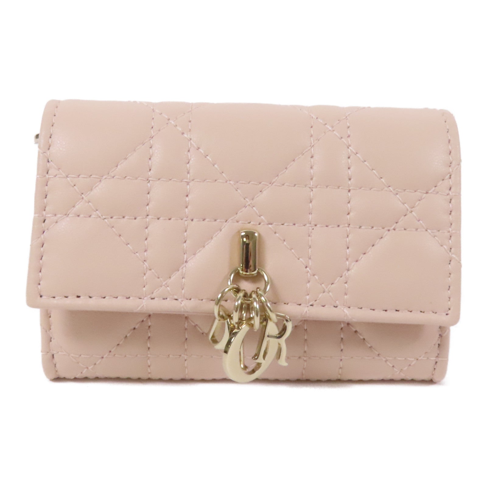 Dior 羊革皮革Caro Dahlia金扣卡片套