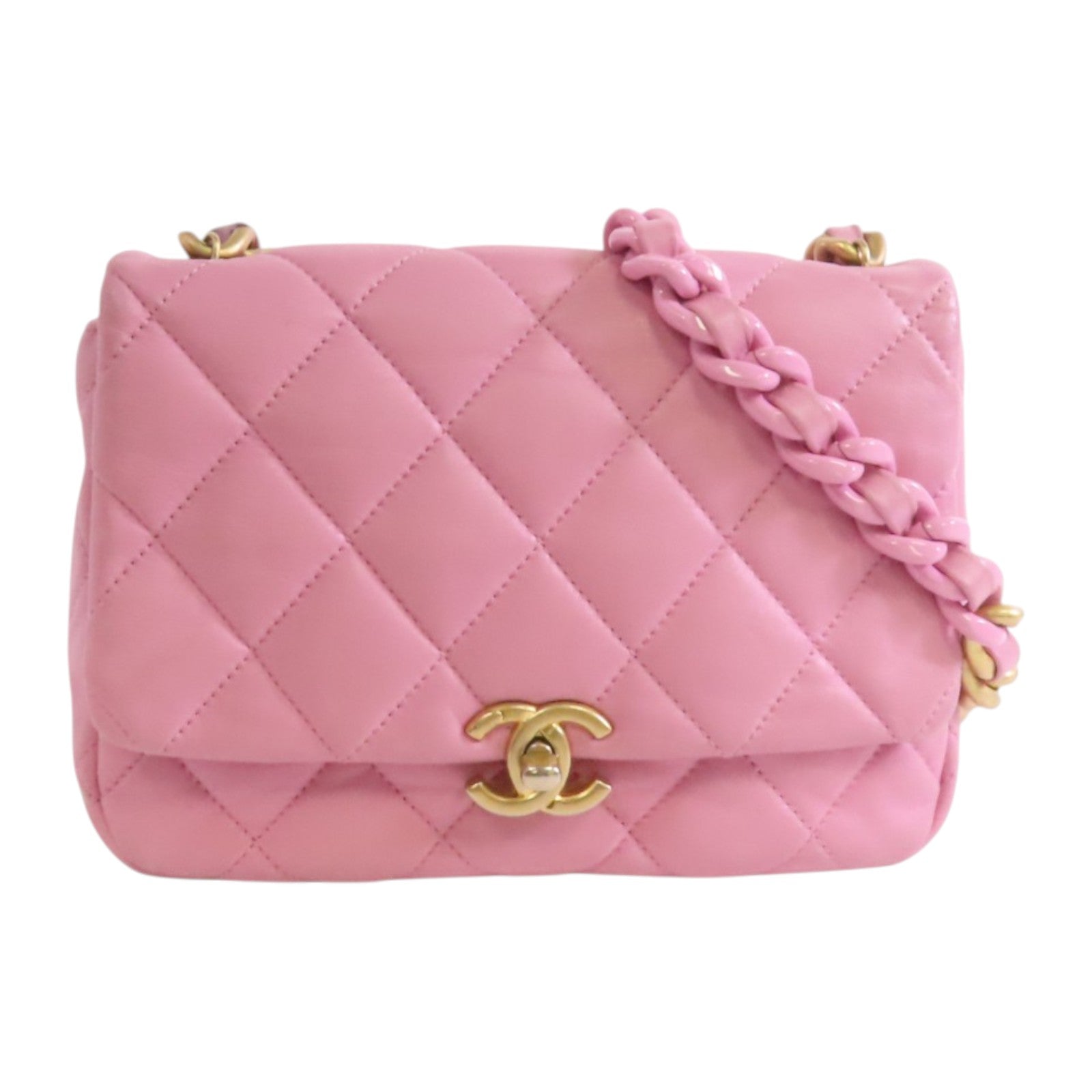 CHANEL 【激減優惠】羊皮皮革Chain Shoulder金扣鏈帶肩背袋