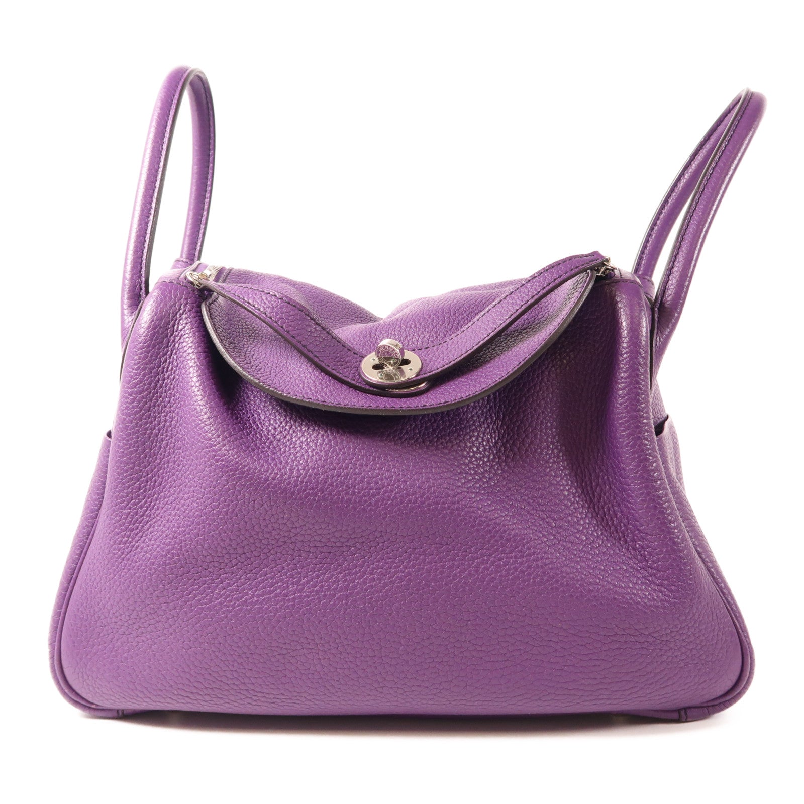 HERMES PHW Lindy 30 2 Way Shoulder Bag Taurillon Clemence Leather Anemone Purple