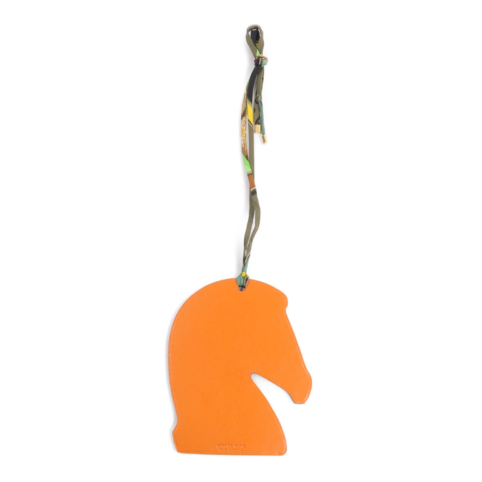 HERMES Chevre皮革Samarcande Horse Charm掛飾Orange/Rouge Casaque
