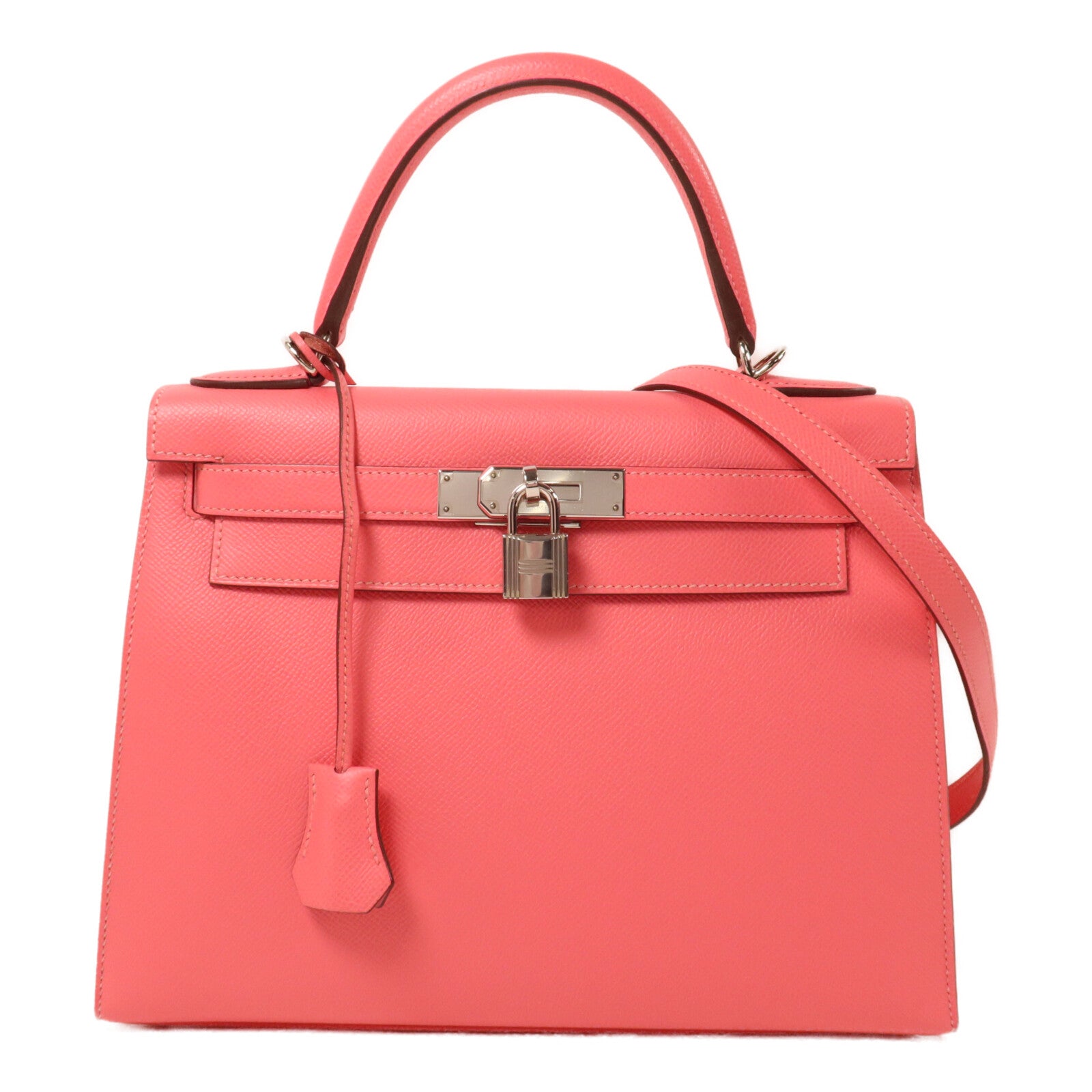 HERMES Epsom皮革Kelly 28手挽肩背兩用袋Rose Azalee