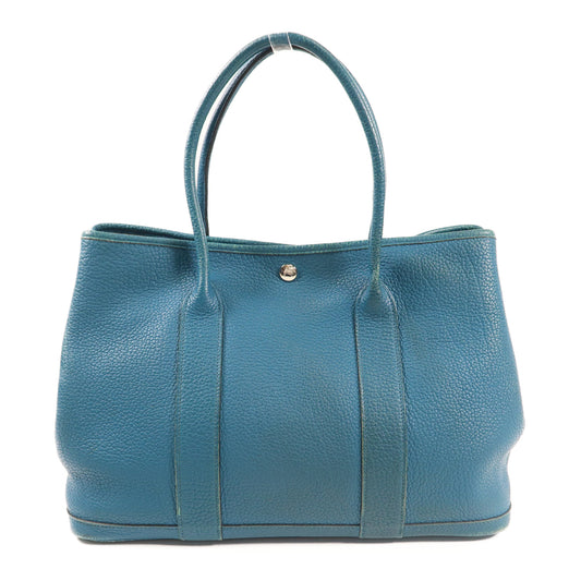 HERMES【激減優惠】 Negonda皮革Garden Party PM銀扣手挽袋Cobalt