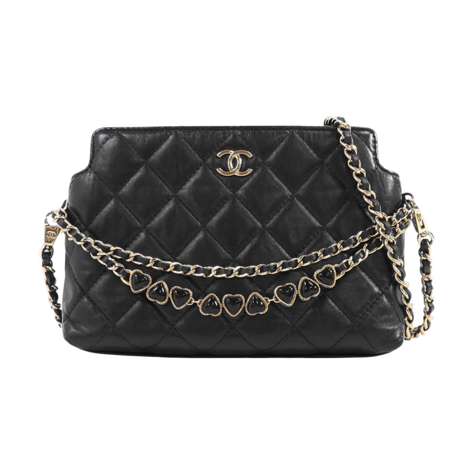 CHANEL 【激減優惠】羊皮皮革Chain Shoulder金扣鏈帶肩背袋