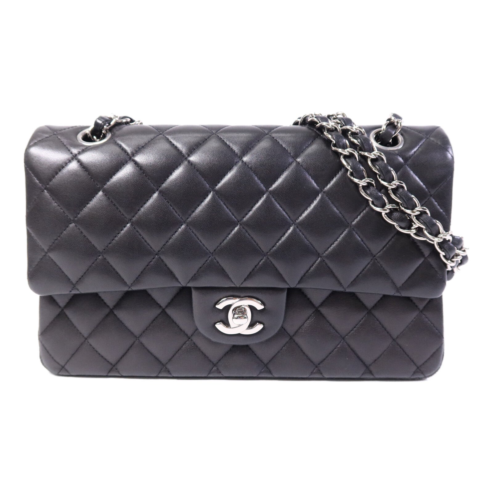 CHANEL 牛皮皮革Classic 25銀扣鏈帶肩背袋