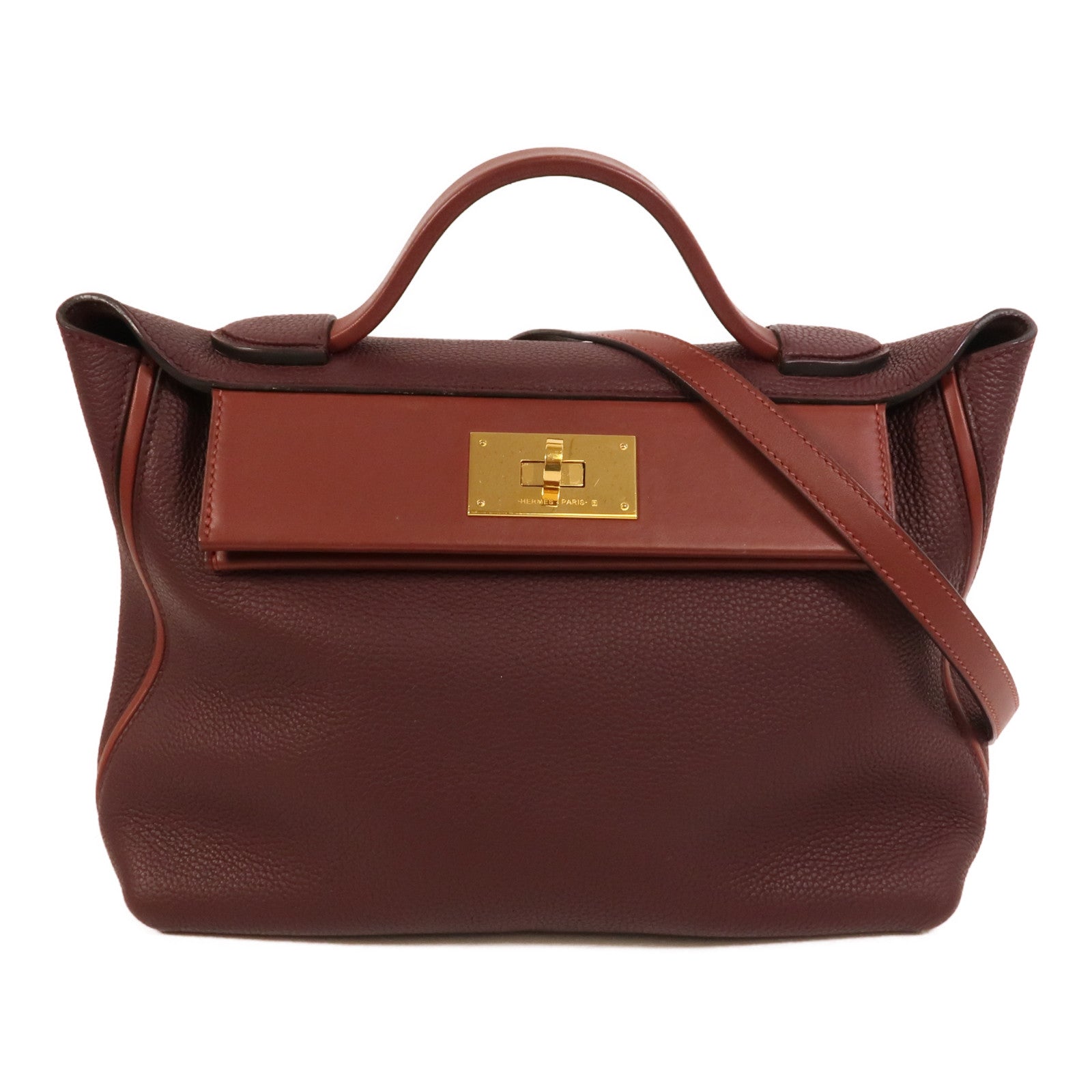 HERMES Clemence皮革24/24 29cm手挽肩背兩用袋Red/Rouge H