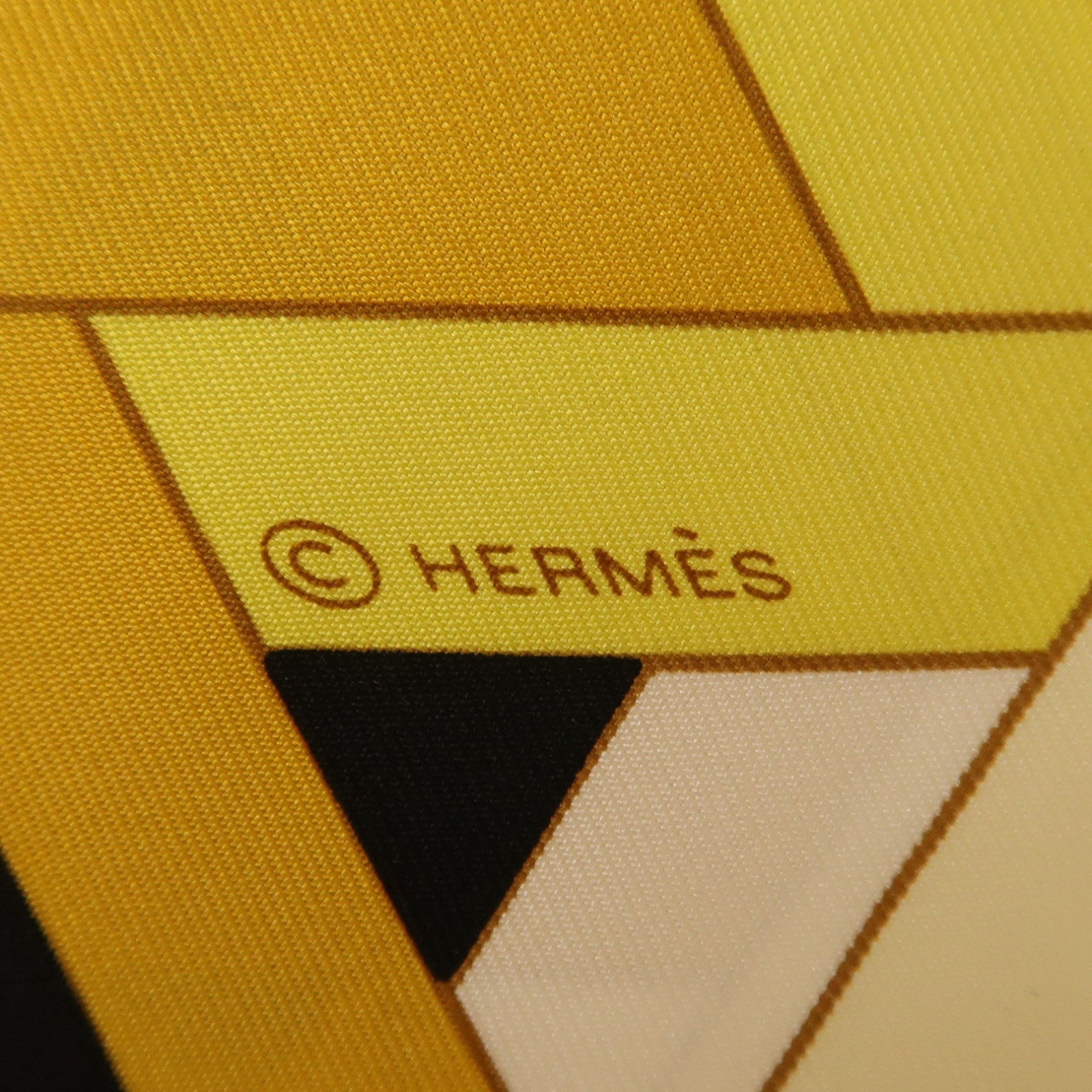 HERMES Scarf Silk Yellow/Beige/Black