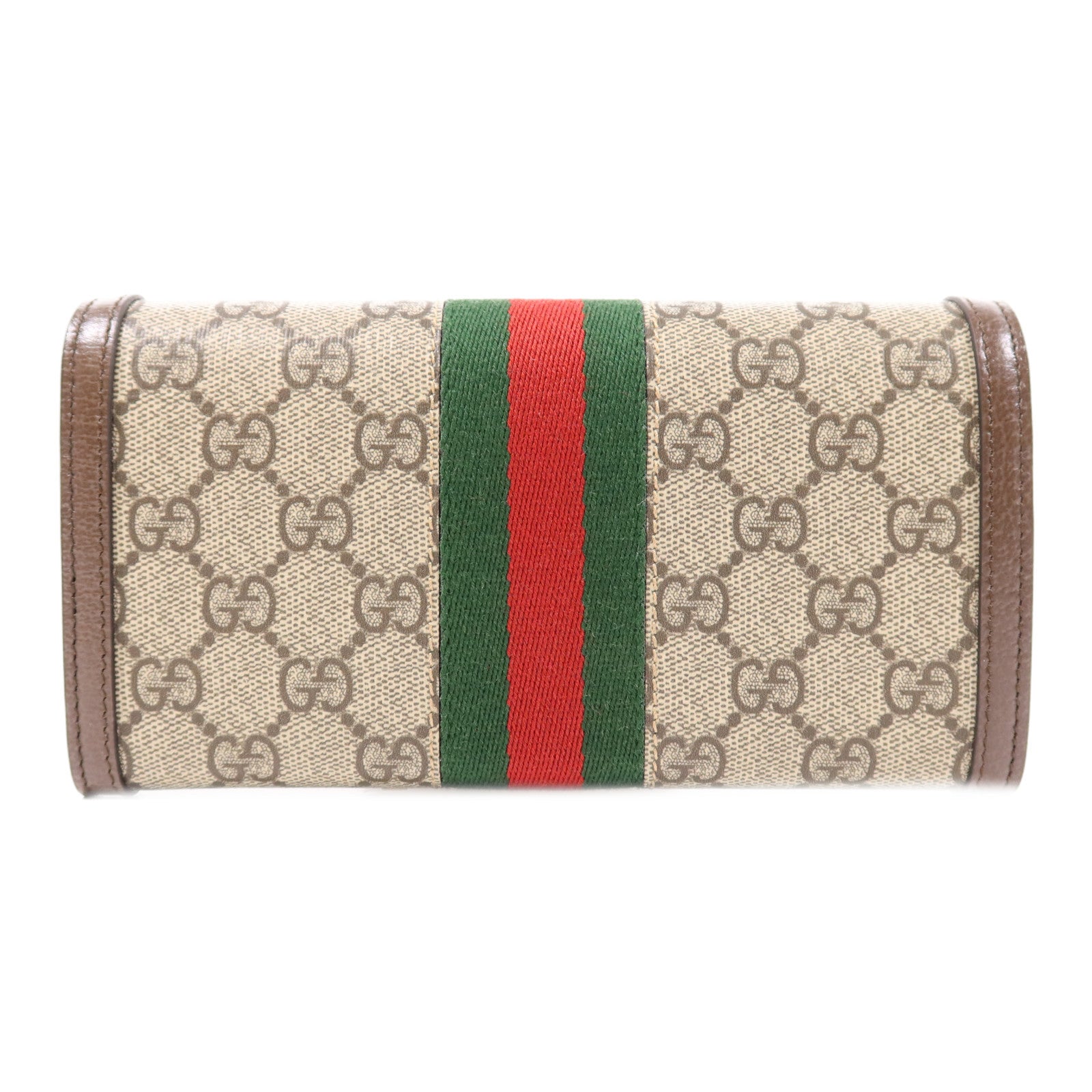 GUCCI GG GHW Ophidia GG Wallet Long Wallet Coated Canvas Brown 7037